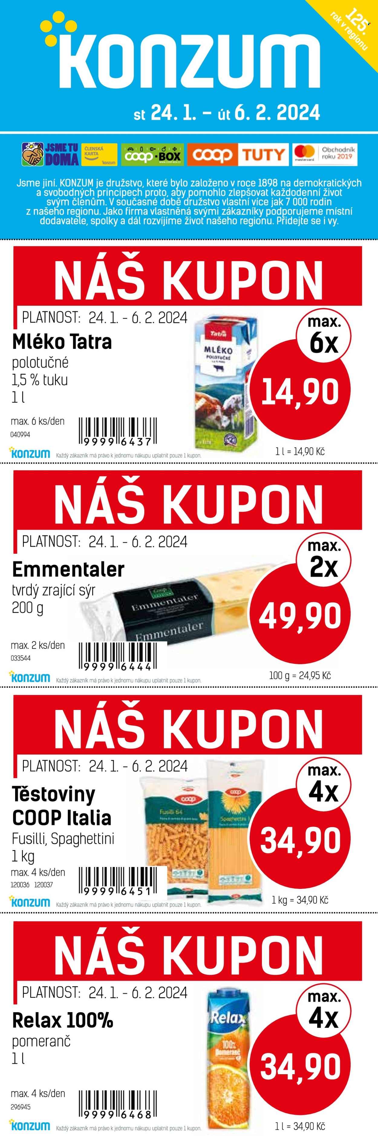 Leták Konzum - 24.1.2024 - 6.2.2024. Strana 1