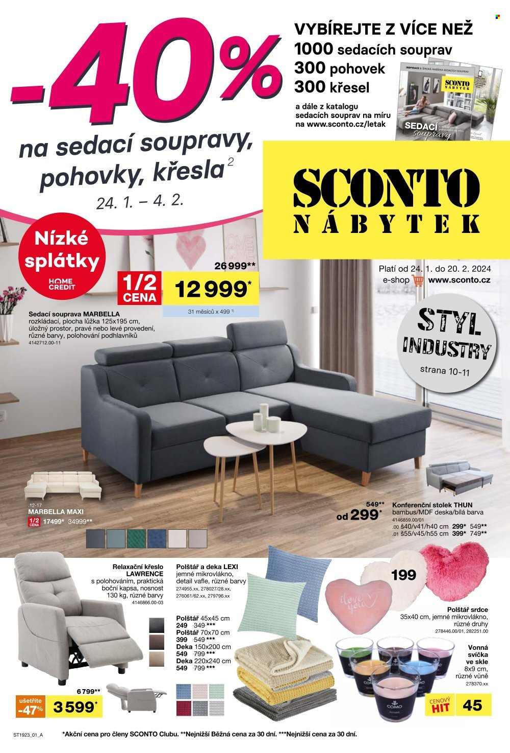 Leták SCONTO NÁBYTEK - 24.1.2024 - 20.2.2024. Strana 1