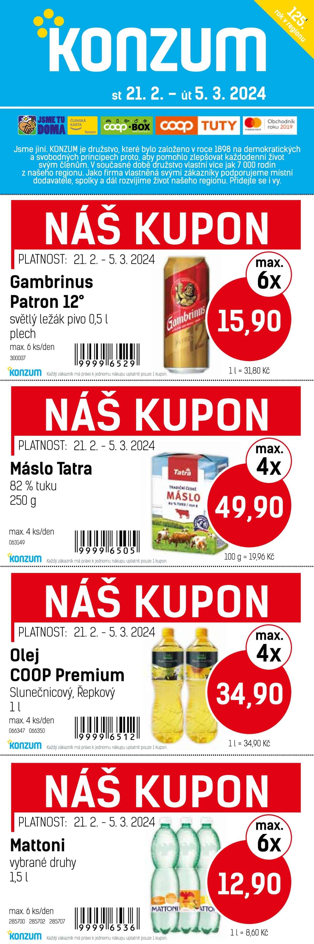 Leták Konzum - 21.2.2024 - 5.3.2024. Strana 1