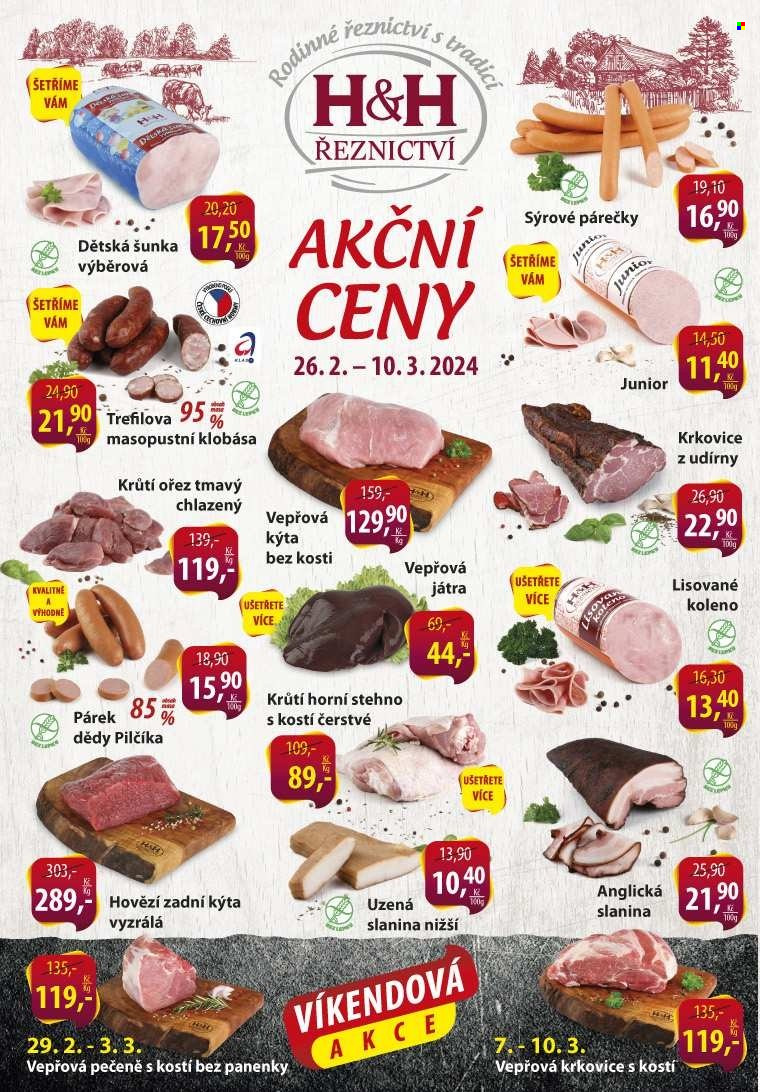 Leták Řeznictví H&H - 26.2.2024 - 10.3.2024. Strana 1