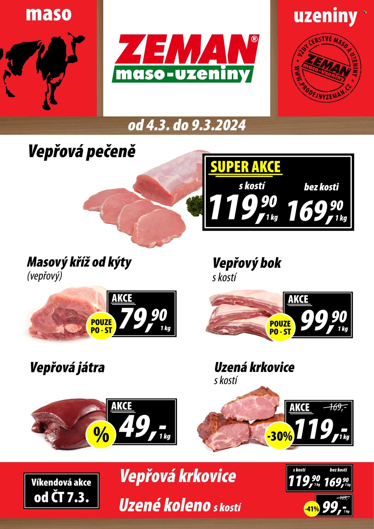 Leták ZEMAN maso-uzeniny - 4.3.2024 - 9.3.2024. Strana 1