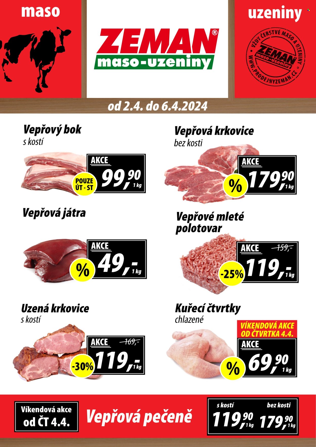 Leták ZEMAN maso-uzeniny - 2.4.2024 - 6.4.2024. Strana 1