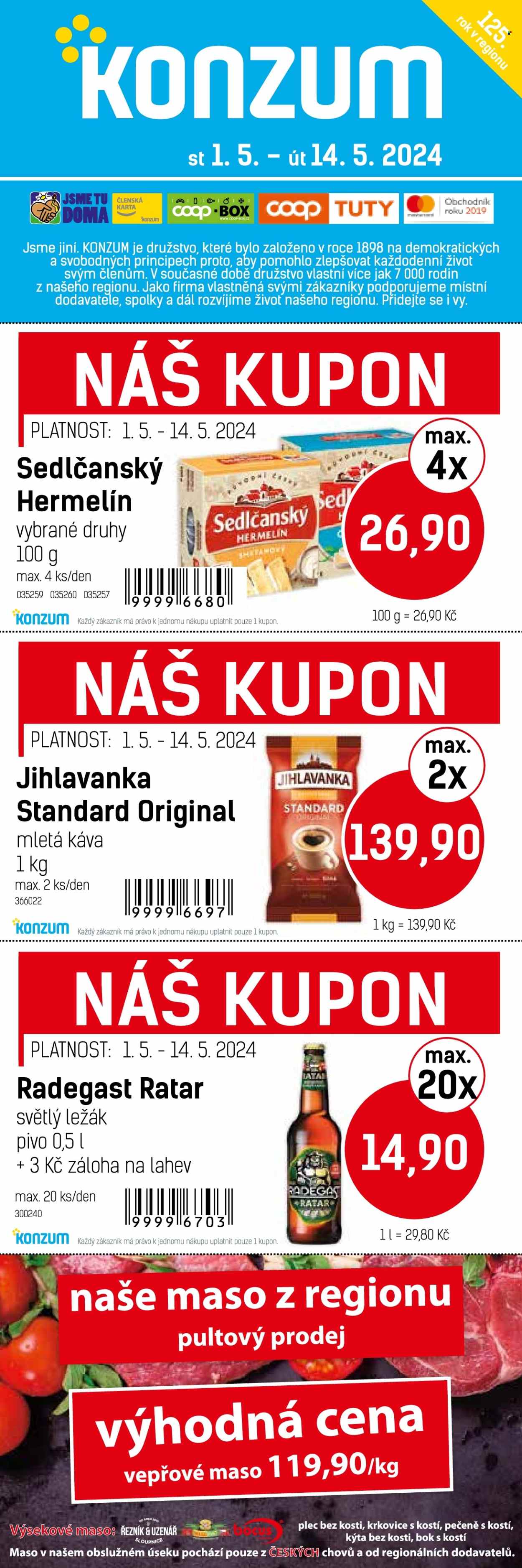 Leták Konzum - 1.5.2024 - 14.5.2024. Strana 1
