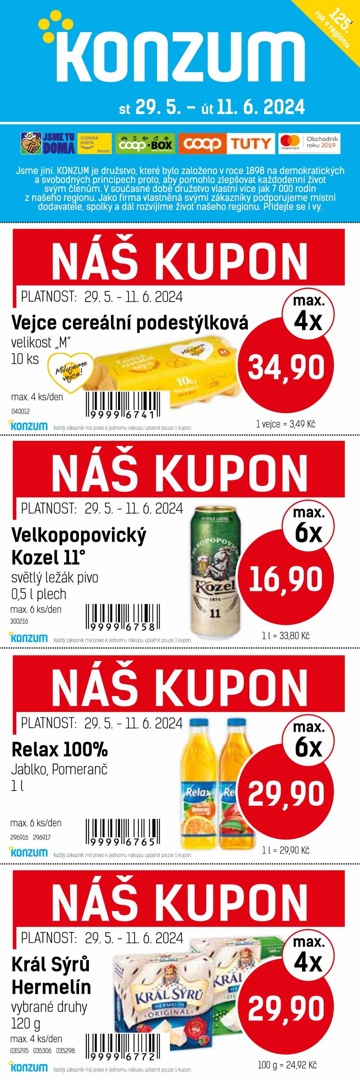 Leták Konzum - 29.5.2024 - 11.6.2024. Strana 1
