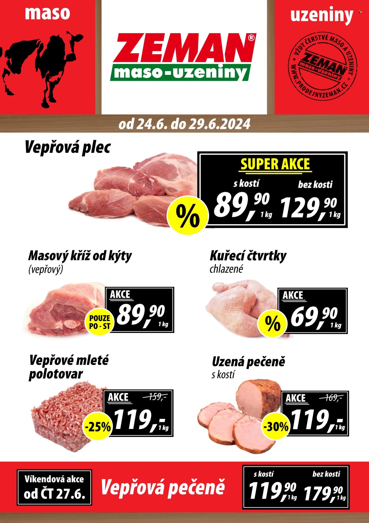 Leták ZEMAN maso-uzeniny - 24.6.2024 - 29.6.2024. Strana 1