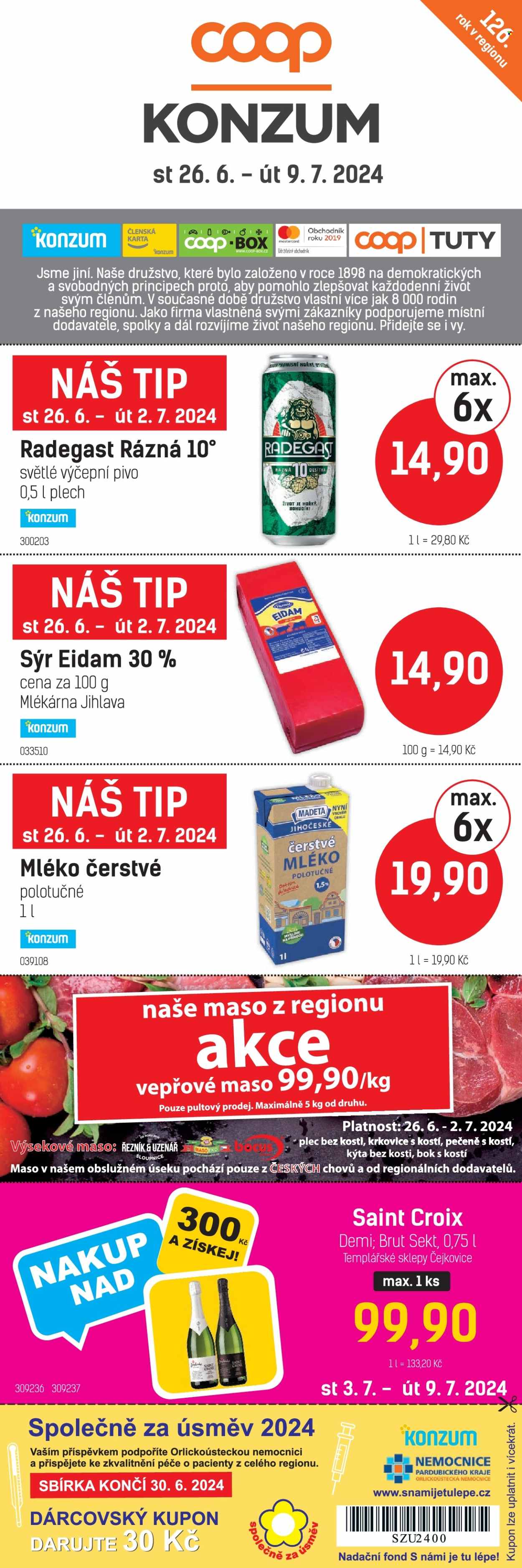 Leták Konzum - 26.6.2024 - 9.7.2024. Strana 1