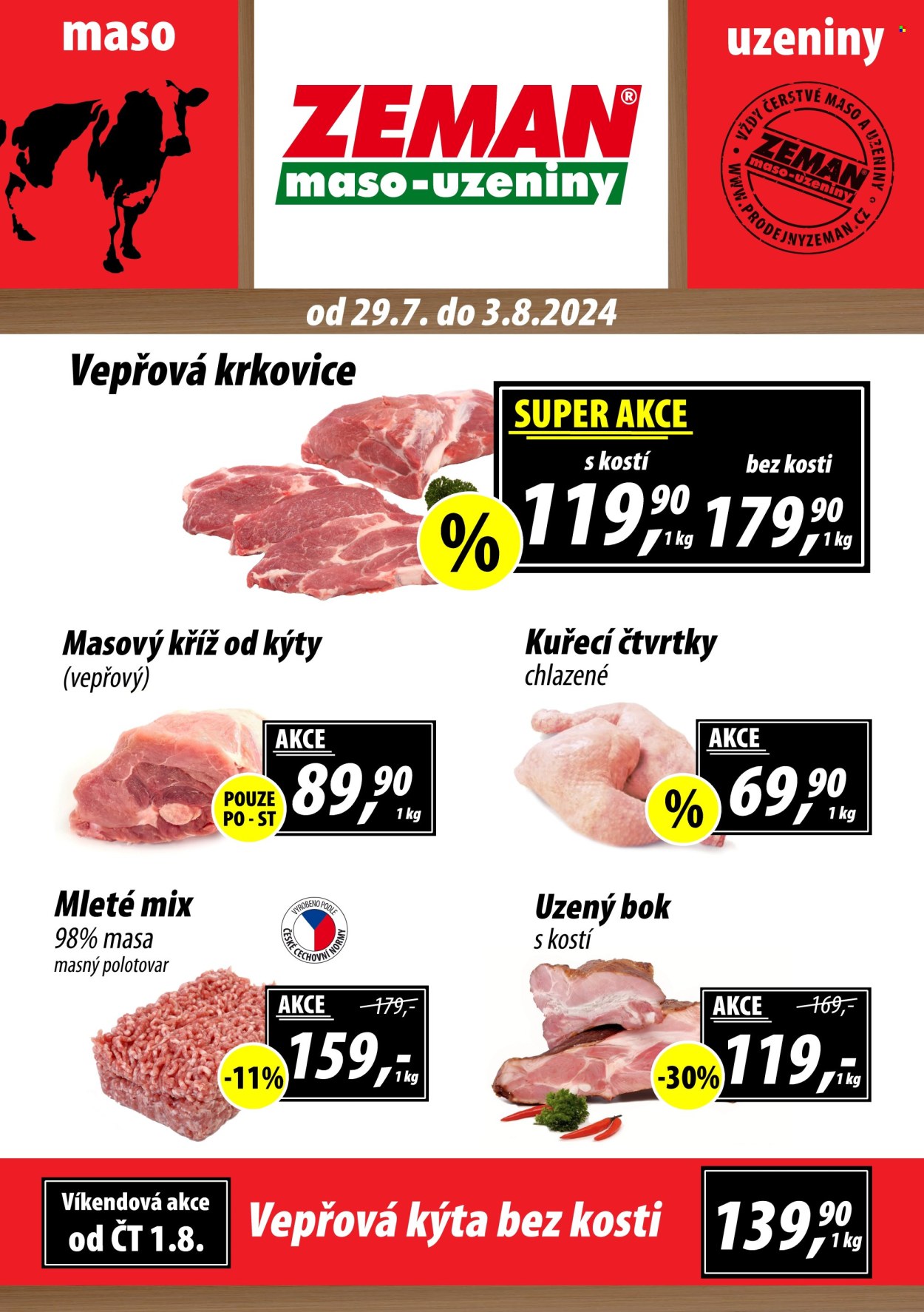 Leták ZEMAN maso-uzeniny - 29.7.2024 - 3.8.2024. Strana 1