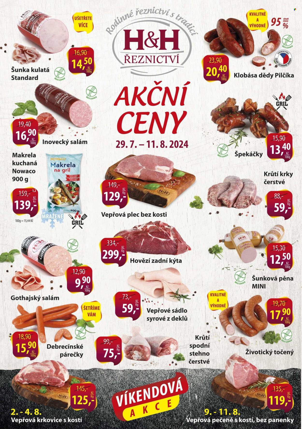 Leták Řeznictví H&H - 29.7.2024 - 11.8.2024. Strana 1
