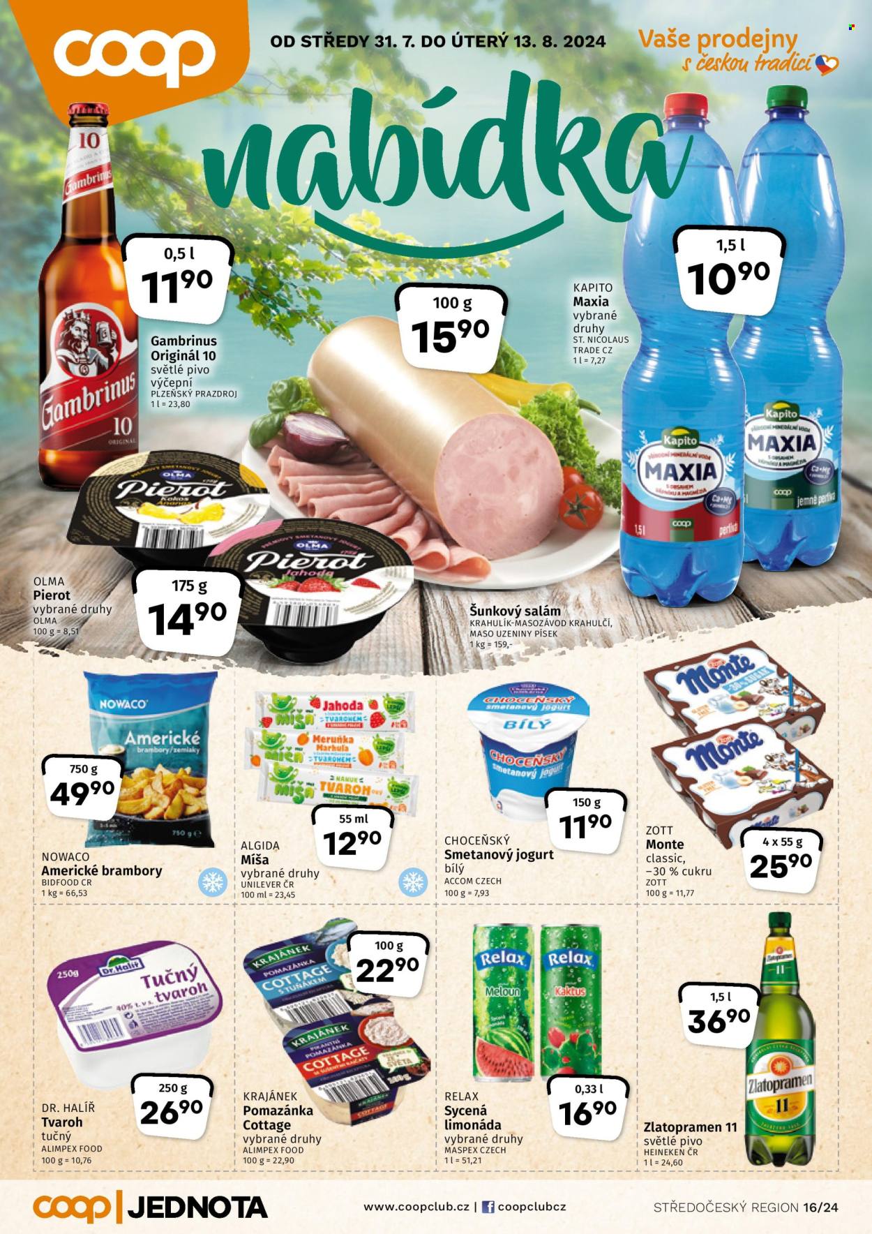 Leták coop JEDNOTA - 31.7.2024 - 13.8.2024. Strana 1
