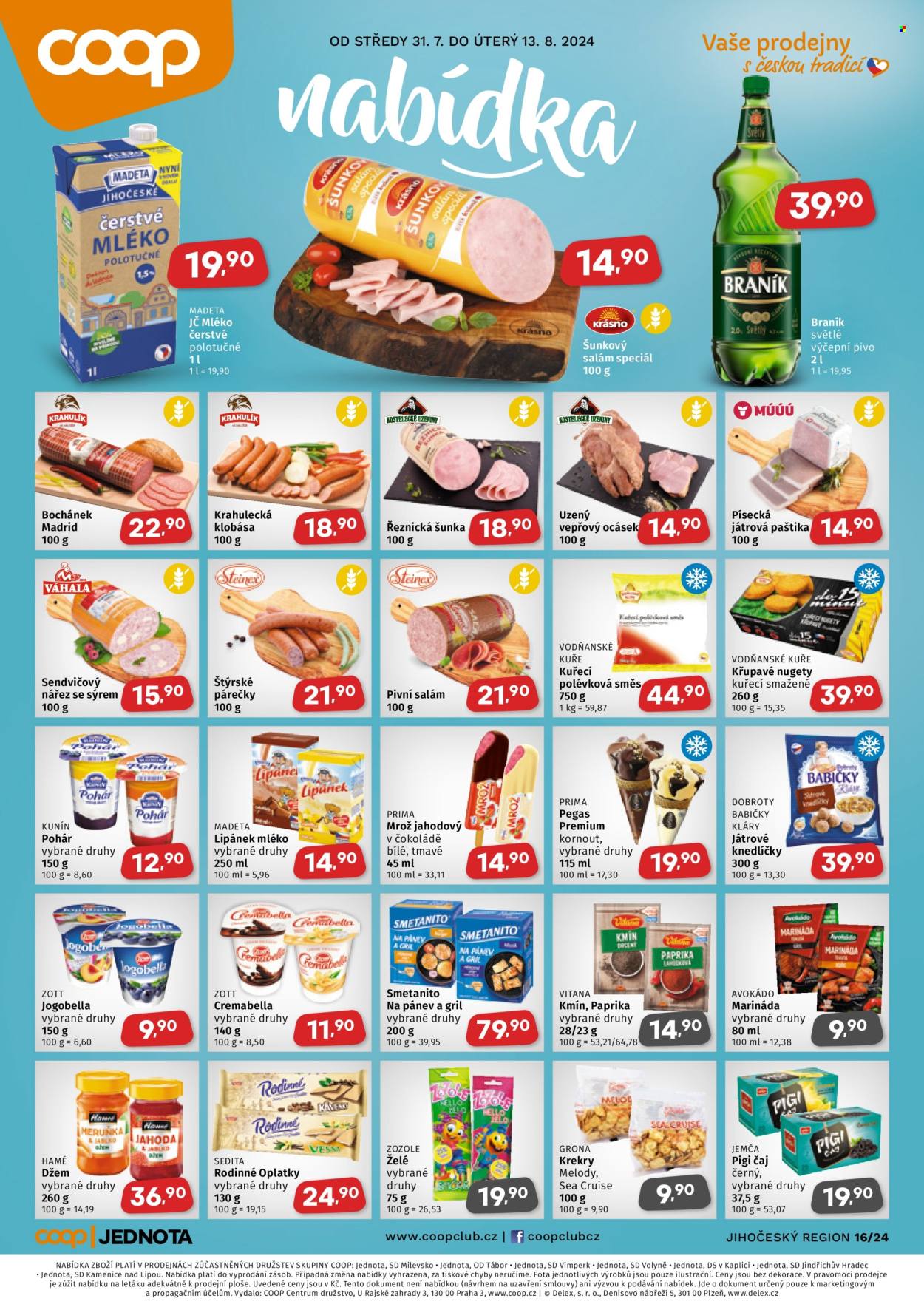 Leták coop JEDNOTA - 31.7.2024 - 13.8.2024. Strana 1