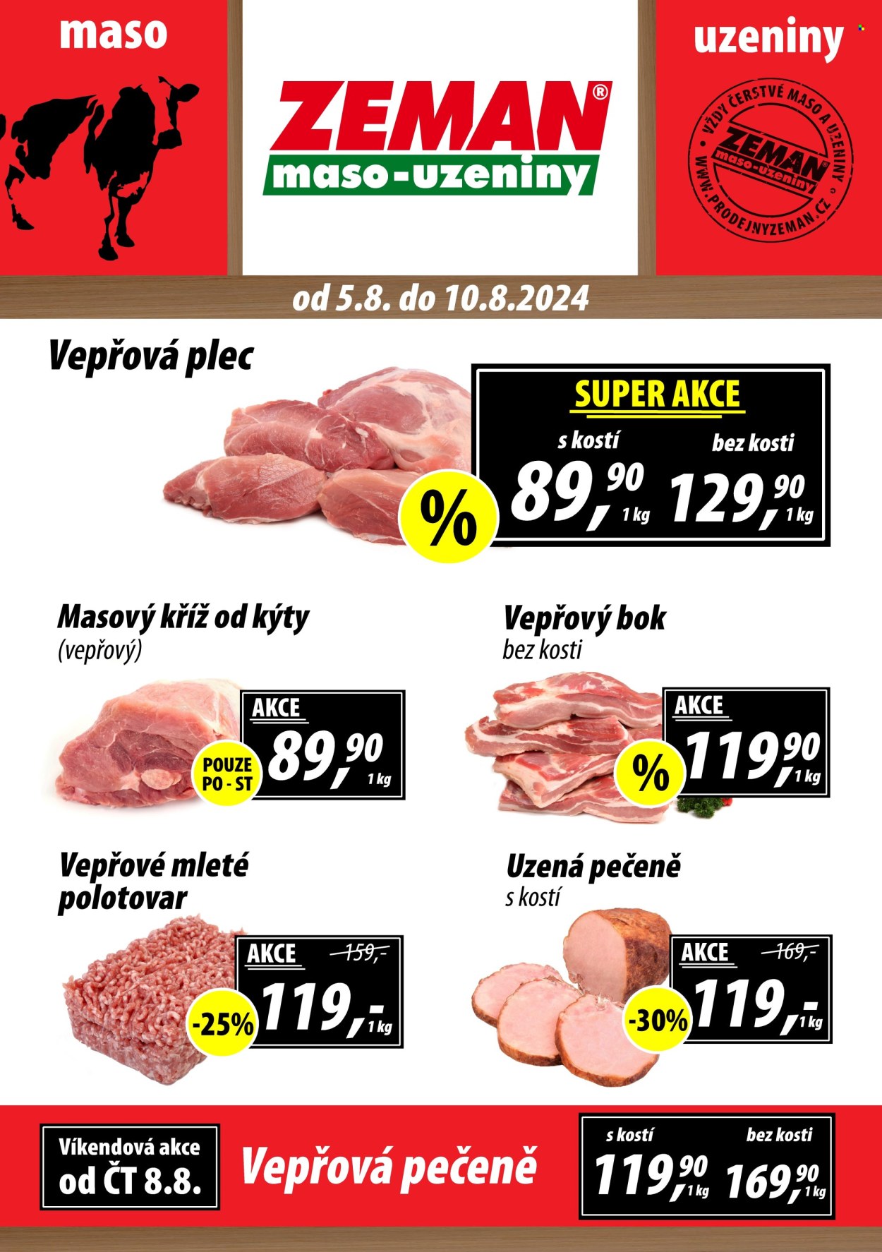 Leták ZEMAN maso-uzeniny - 5.8.2024 - 10.8.2024. Strana 1