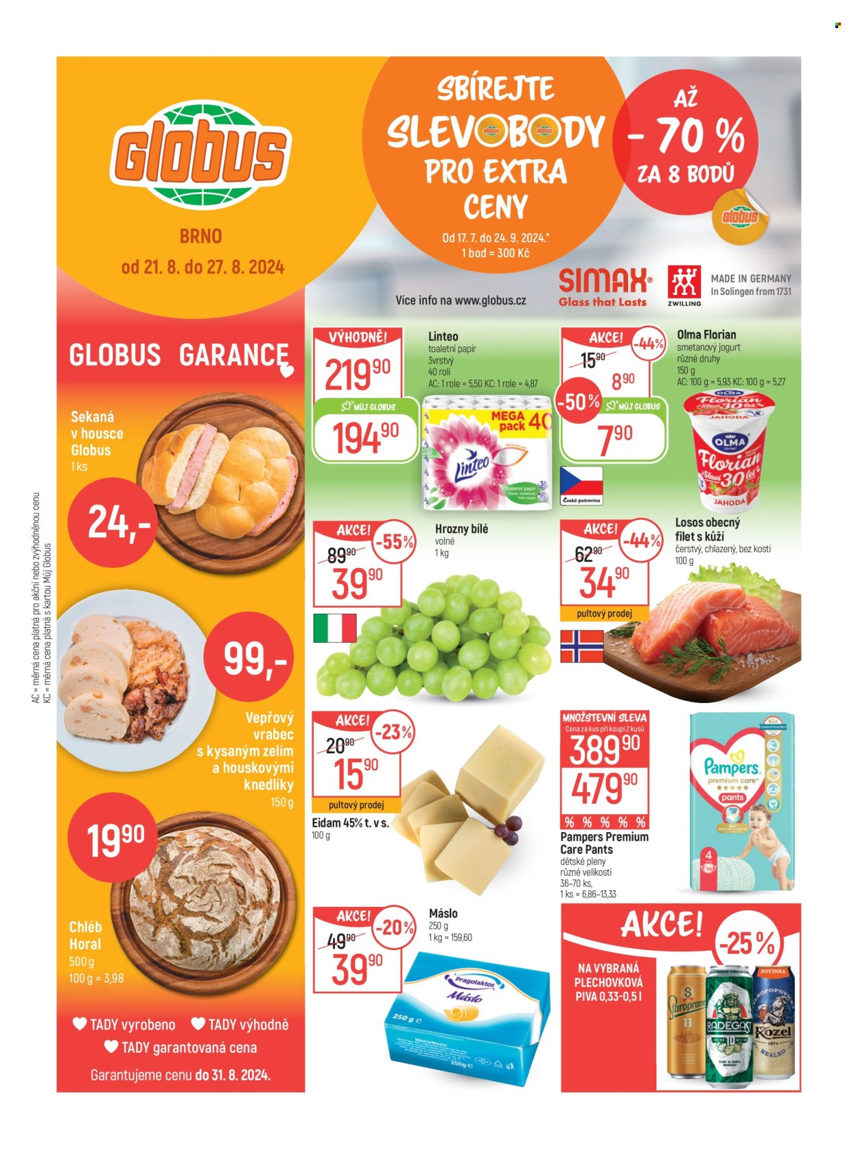 Leták Globus - 21.8.2024 - 27.8.2024. Strana 1