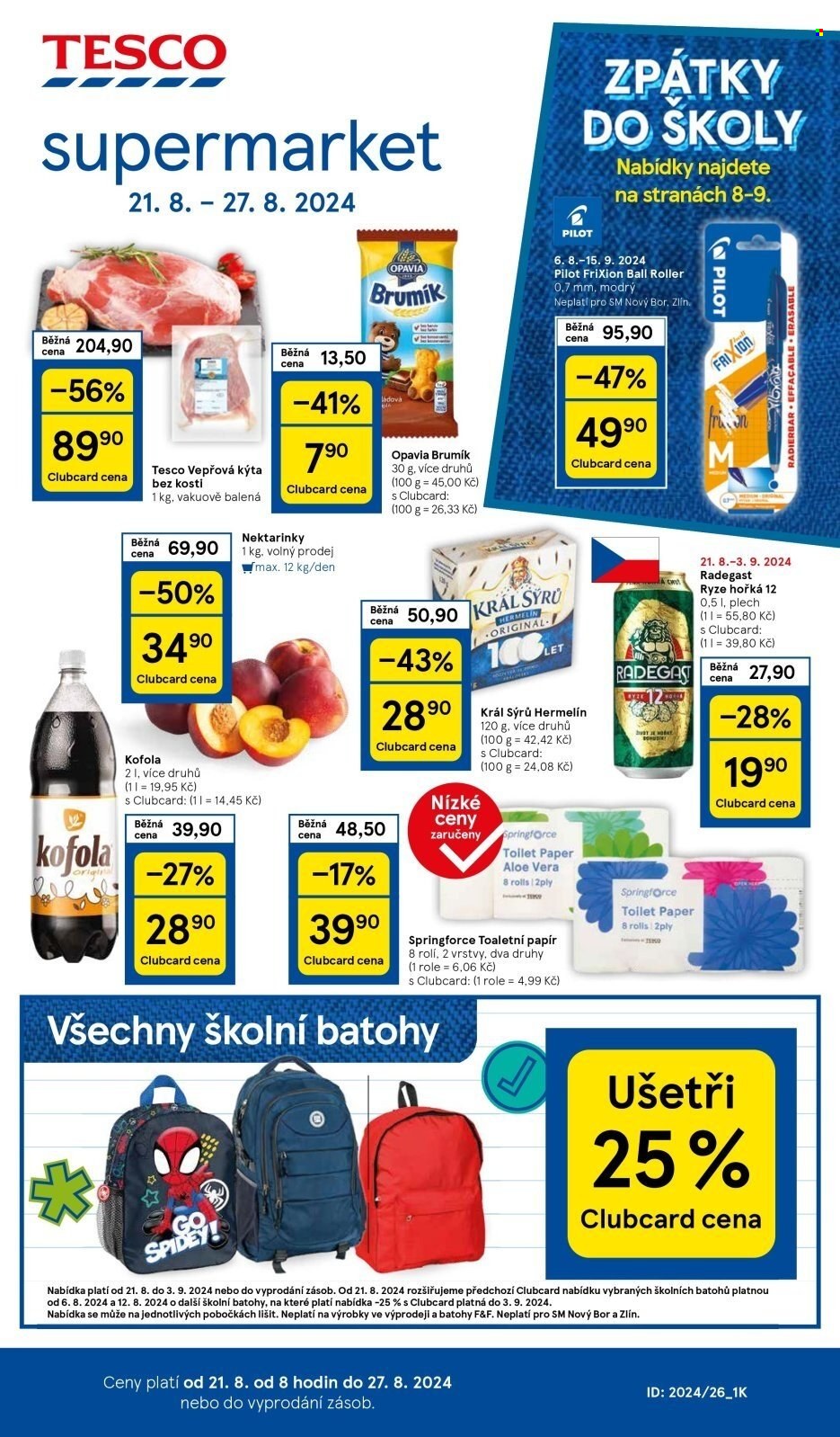 Leták TESCO supermarket - 21.8.2024 - 27.8.2024. Strana 1