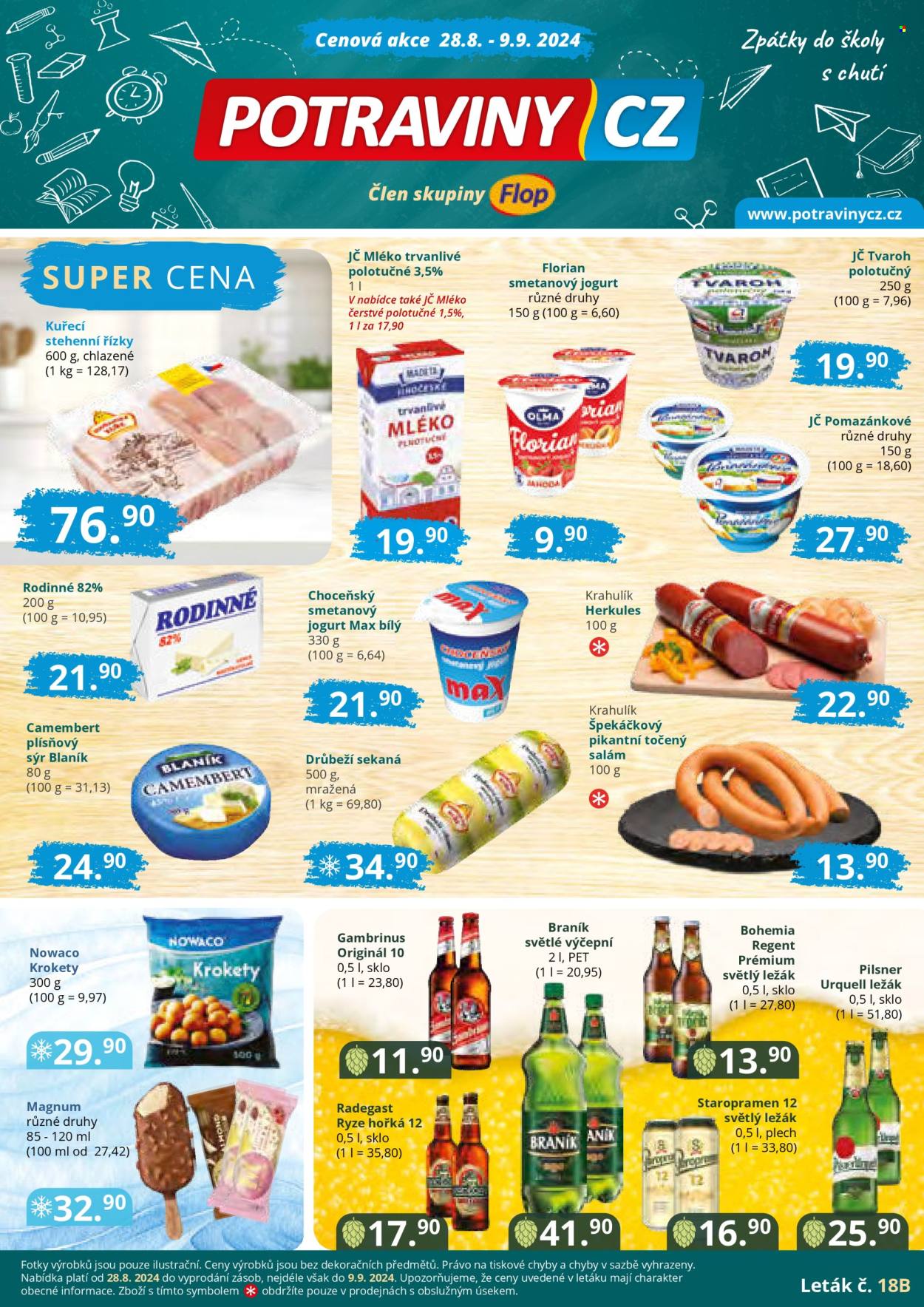 Leták Potraviny CZ - 28.8.2024 - 9.9.2024. Strana 1