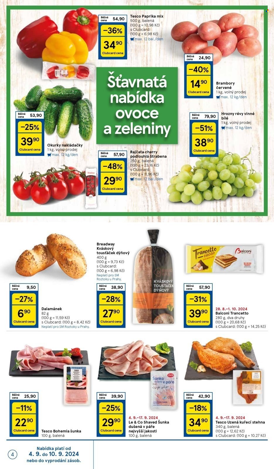 Leták TESCO supermarket - 4.9.2024 - 10.9.2024. Strana 4
