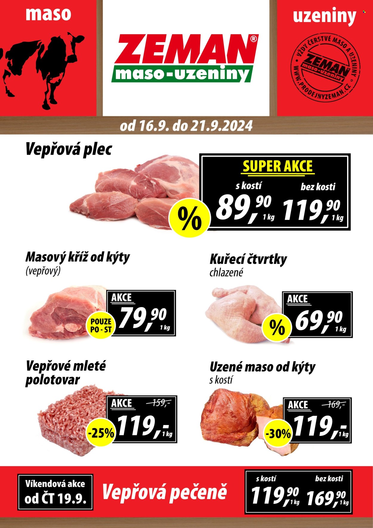 Leták ZEMAN maso-uzeniny - 16.9.2024 - 21.9.2024. Strana 1