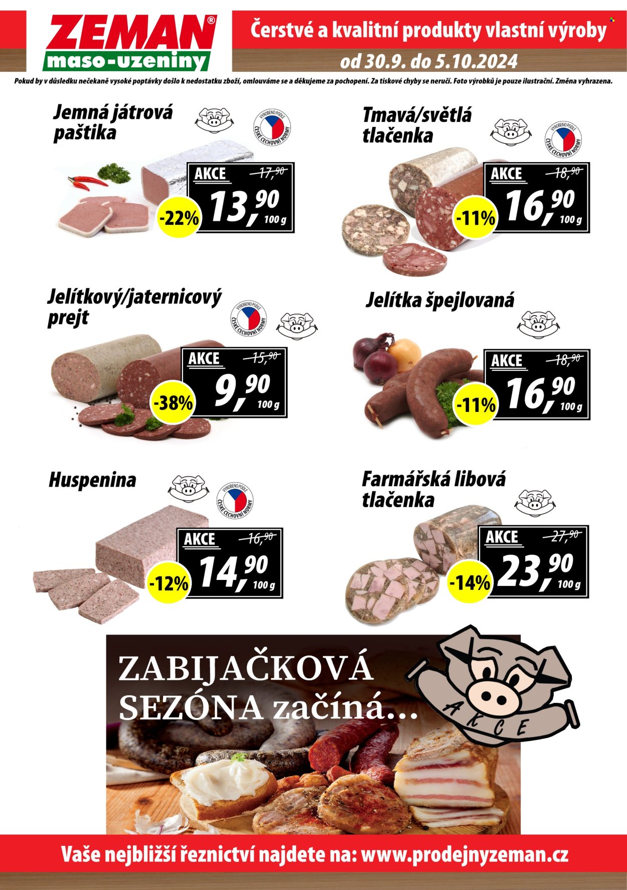 Leták ZEMAN maso-uzeniny - 30.9.2024 - 5.10.2024. Strana 2