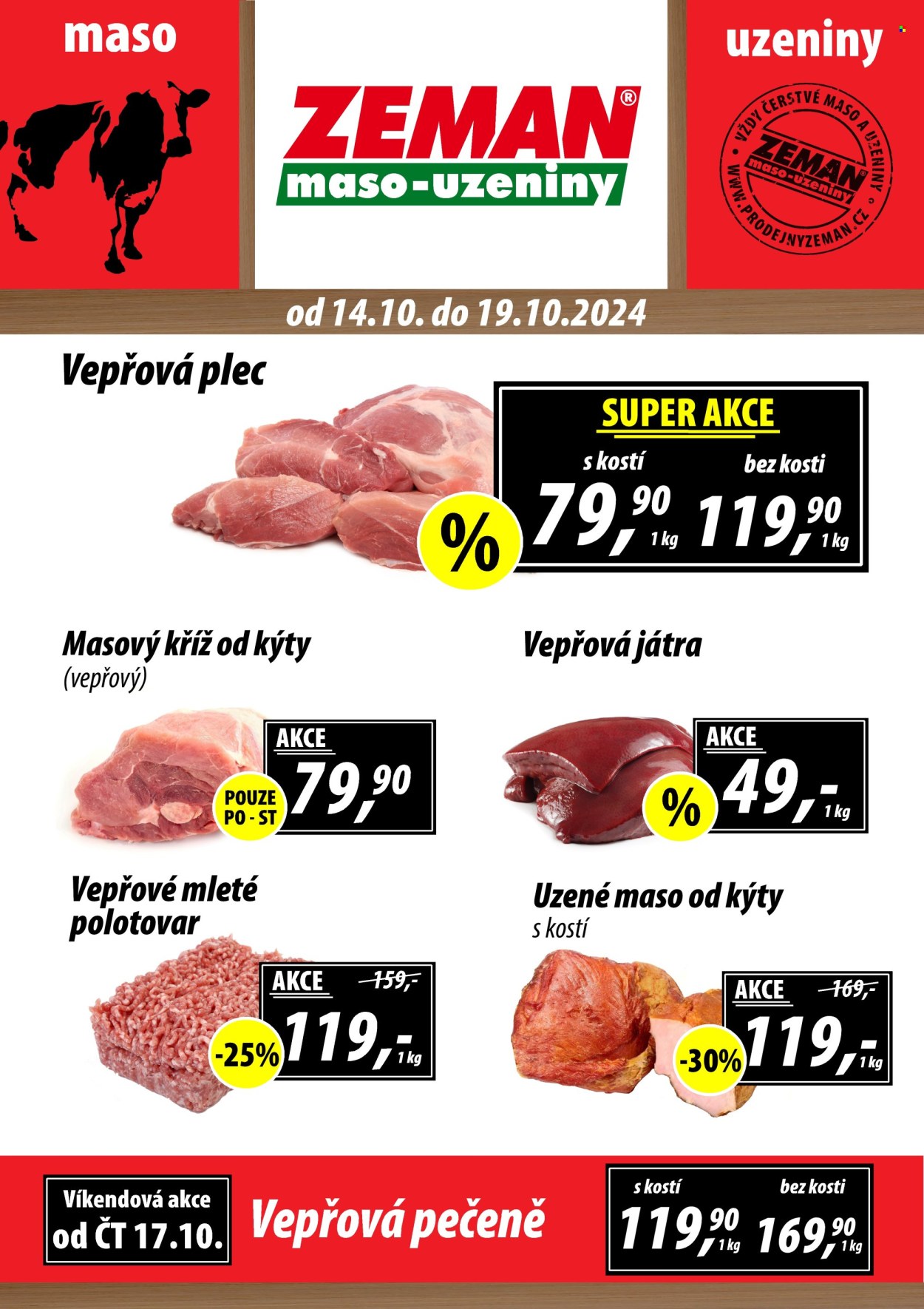 Leták ZEMAN maso-uzeniny - 14.10.2024 - 19.10.2024. Strana 1
