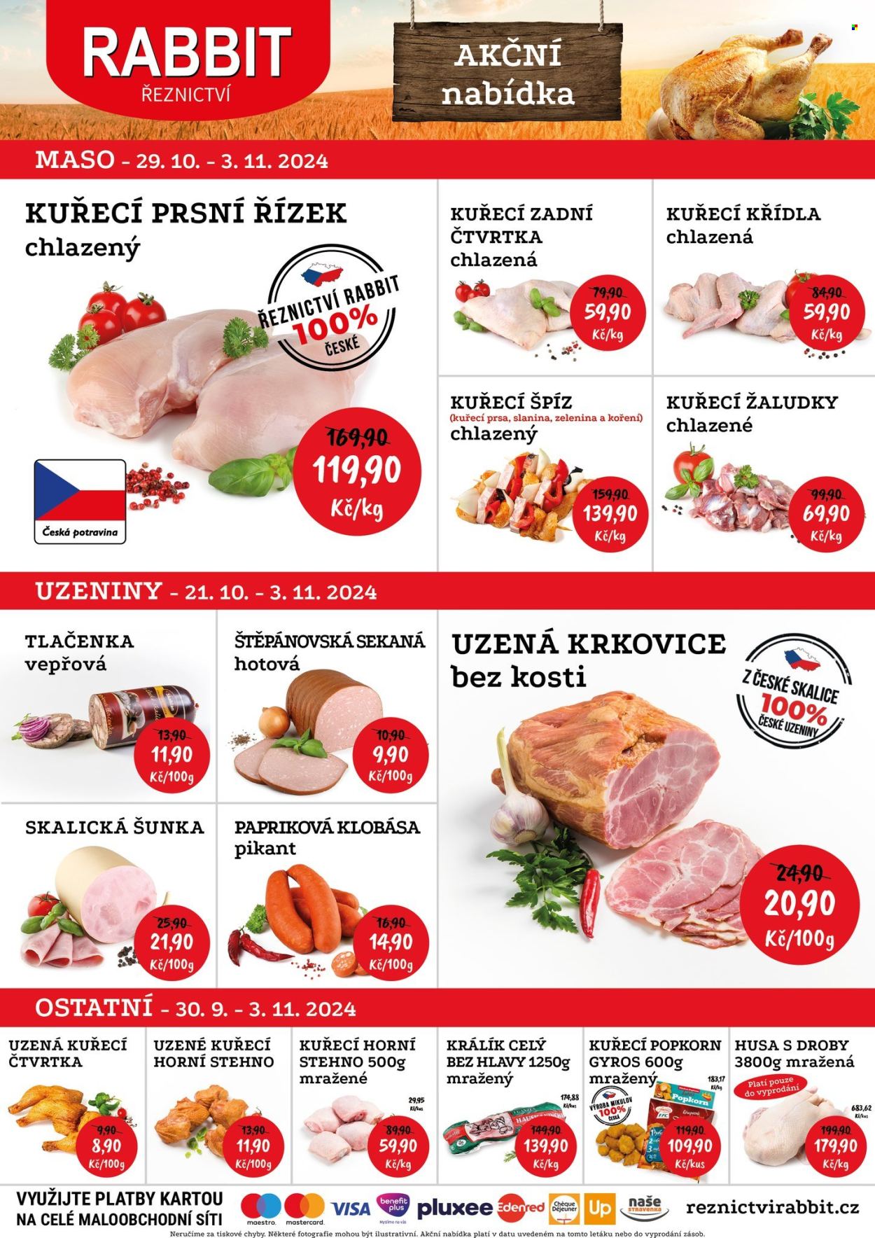 Leták RABBIT řeznictví - 29.10.2024 - 3.11.2024. Strana 1