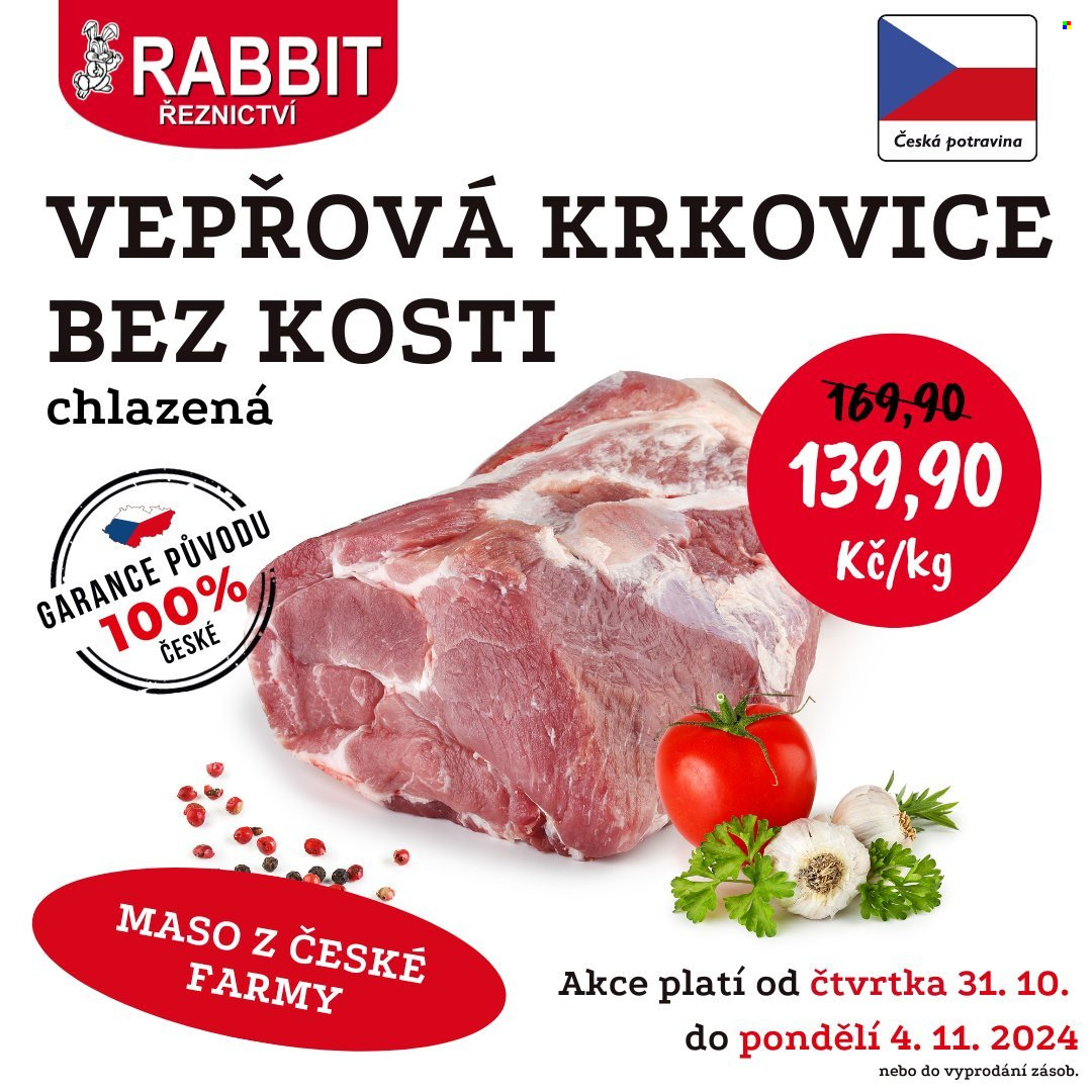 Leták RABBIT řeznictví - 31.10.2024 - 4.11.2024. Strana 1