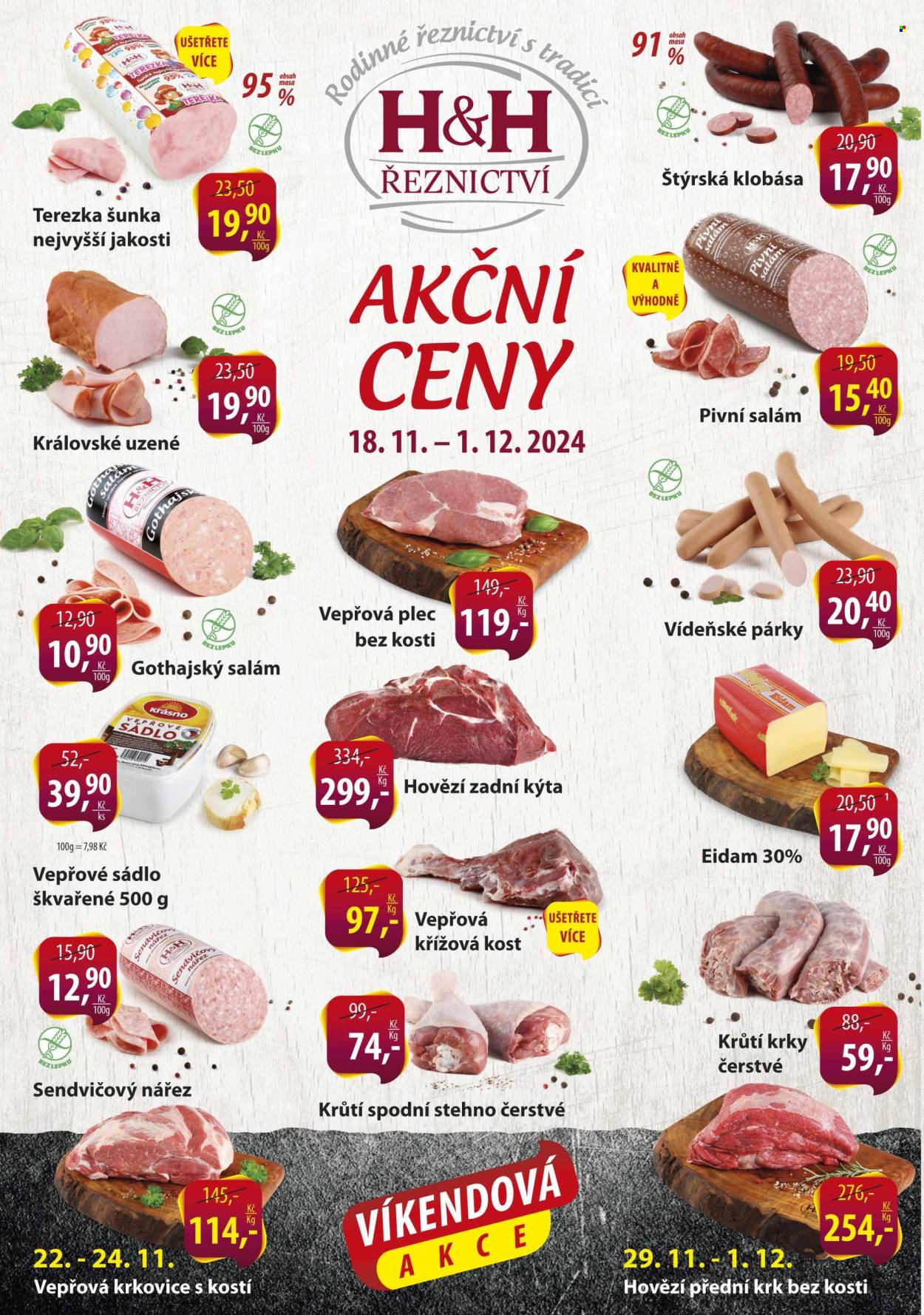 Leták Řeznictví H&H - 18.11.2024 - 1.12.2024. Strana 1