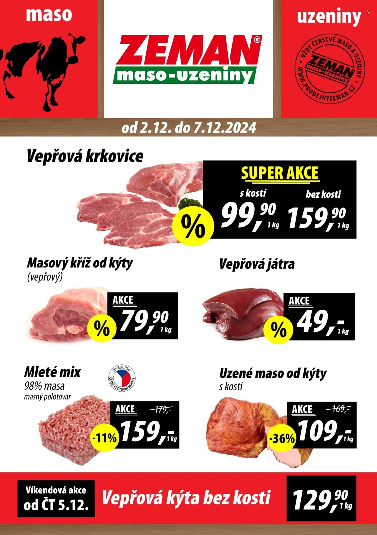 Leták ZEMAN maso-uzeniny - 2.12.2024 - 7.12.2024. Strana 1