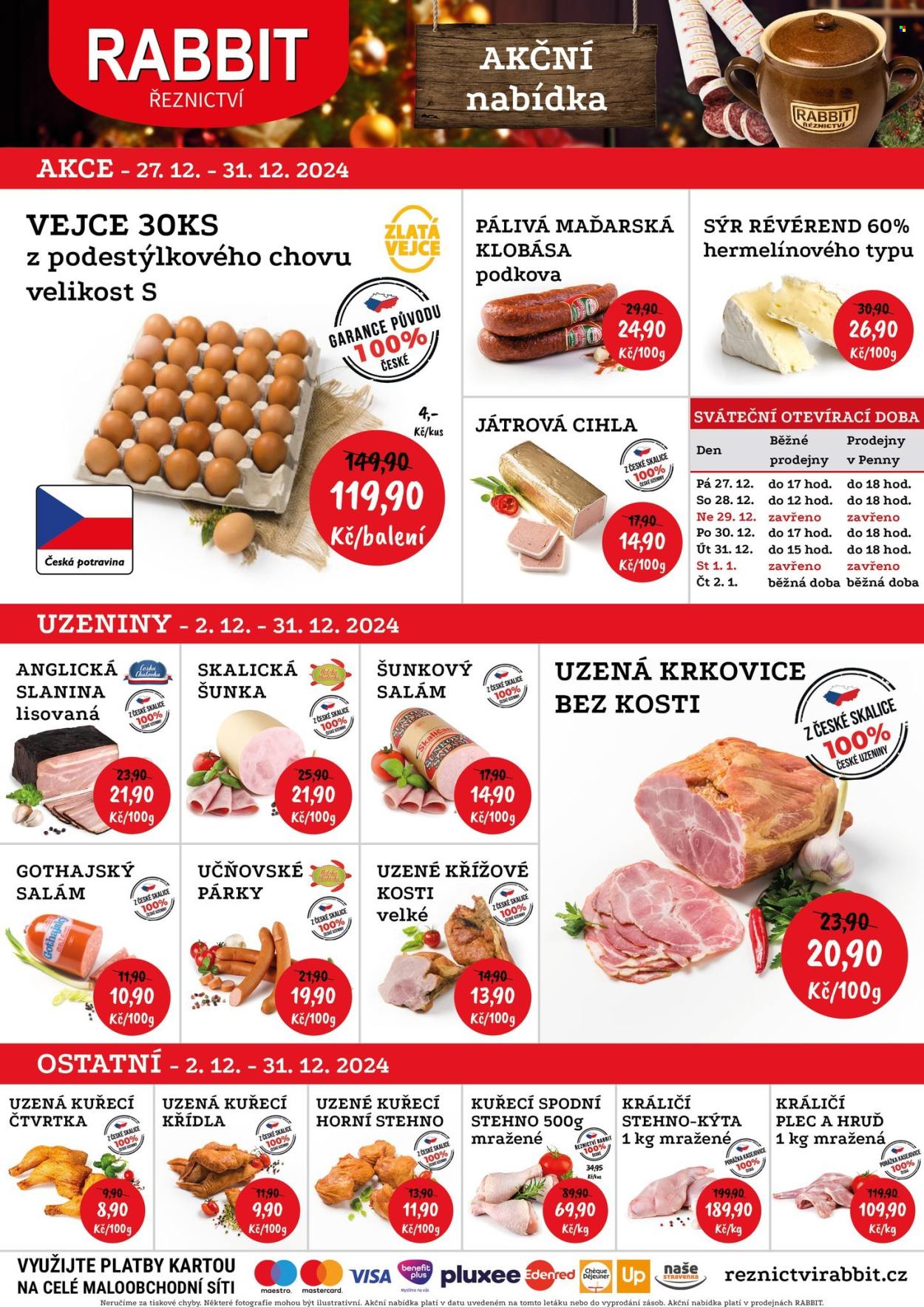 Leták RABBIT řeznictví - 27.12.2024 - 31.12.2024. Strana 1