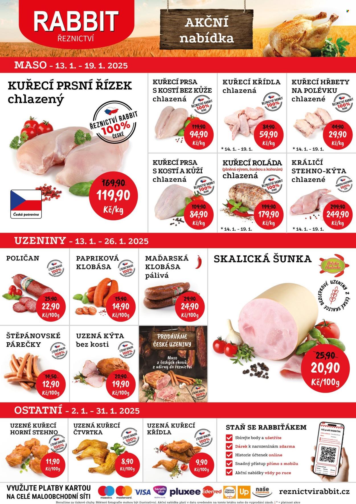 Leták RABBIT řeznictví - 13.1.2025 - 19.1.2025. Strana 1