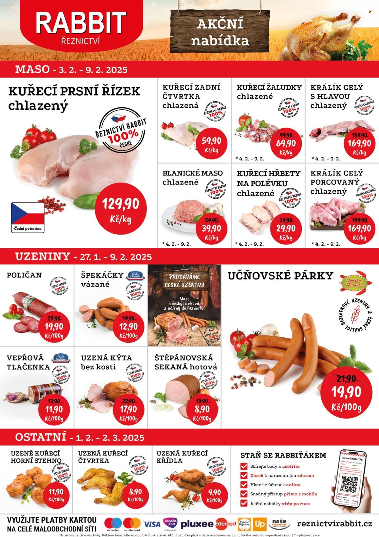 Leták RABBIT řeznictví - 3.2.2025 - 9.2.2025. Strana 1