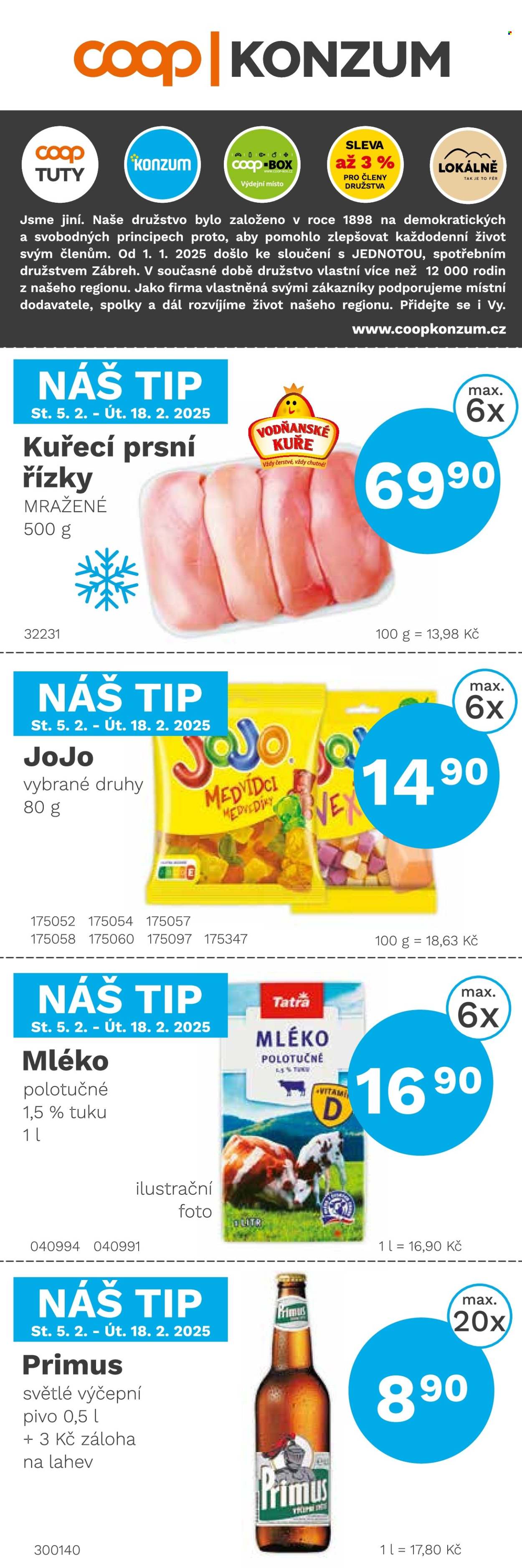 Leták Konzum - 5.2.2025 - 18.2.2025. Strana 1