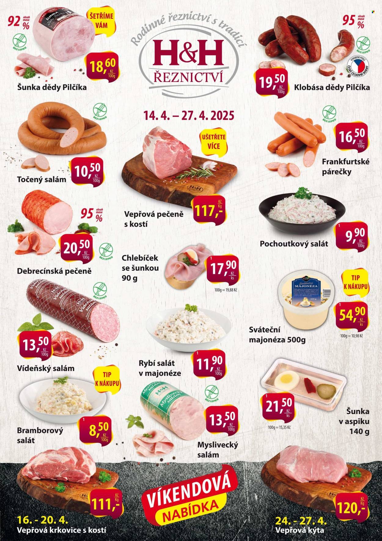 Leták Řeznictví H&H - 14.4.2025 - 27.4.2025. Strana 1