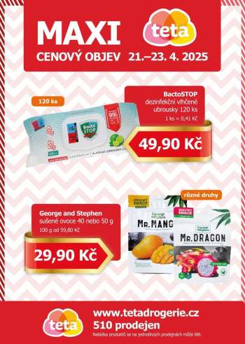 Leták Teta drogerie - 21.4.2025 - 23.4.2025.