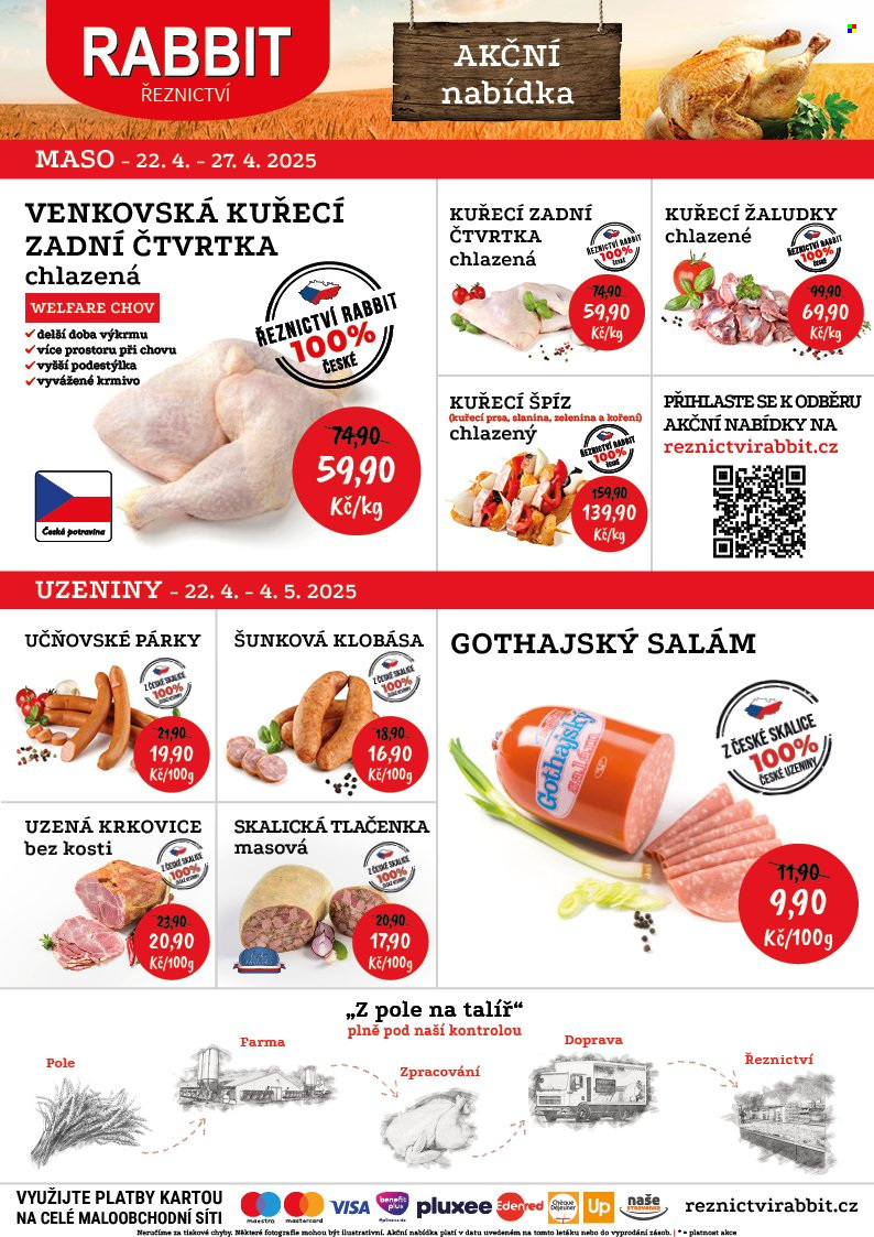 Leták RABBIT řeznictví - 22.4.2025 - 27.4.2025. Strana 1