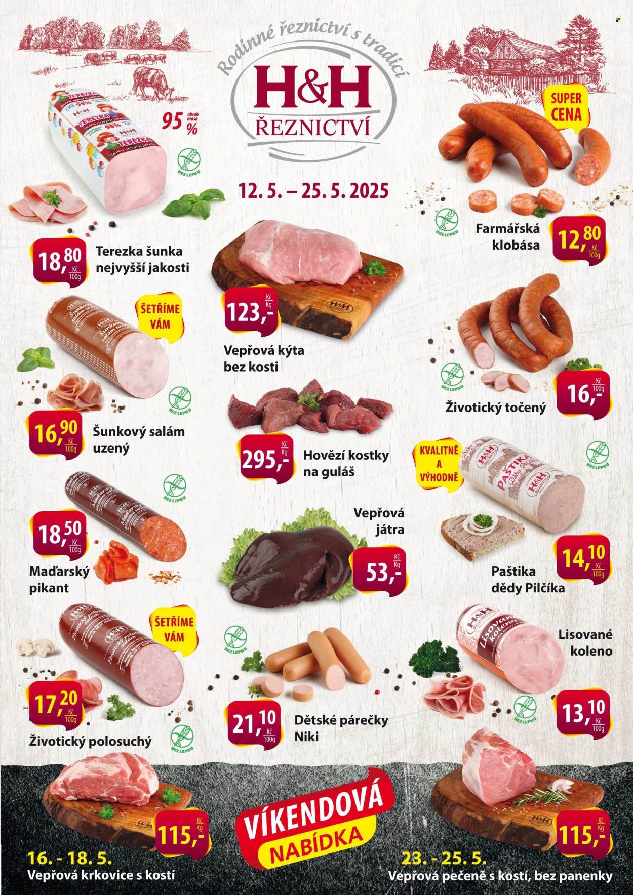 Leták Řeznictví H&H - 12.5.2025 - 25.5.2025. Strana 1
