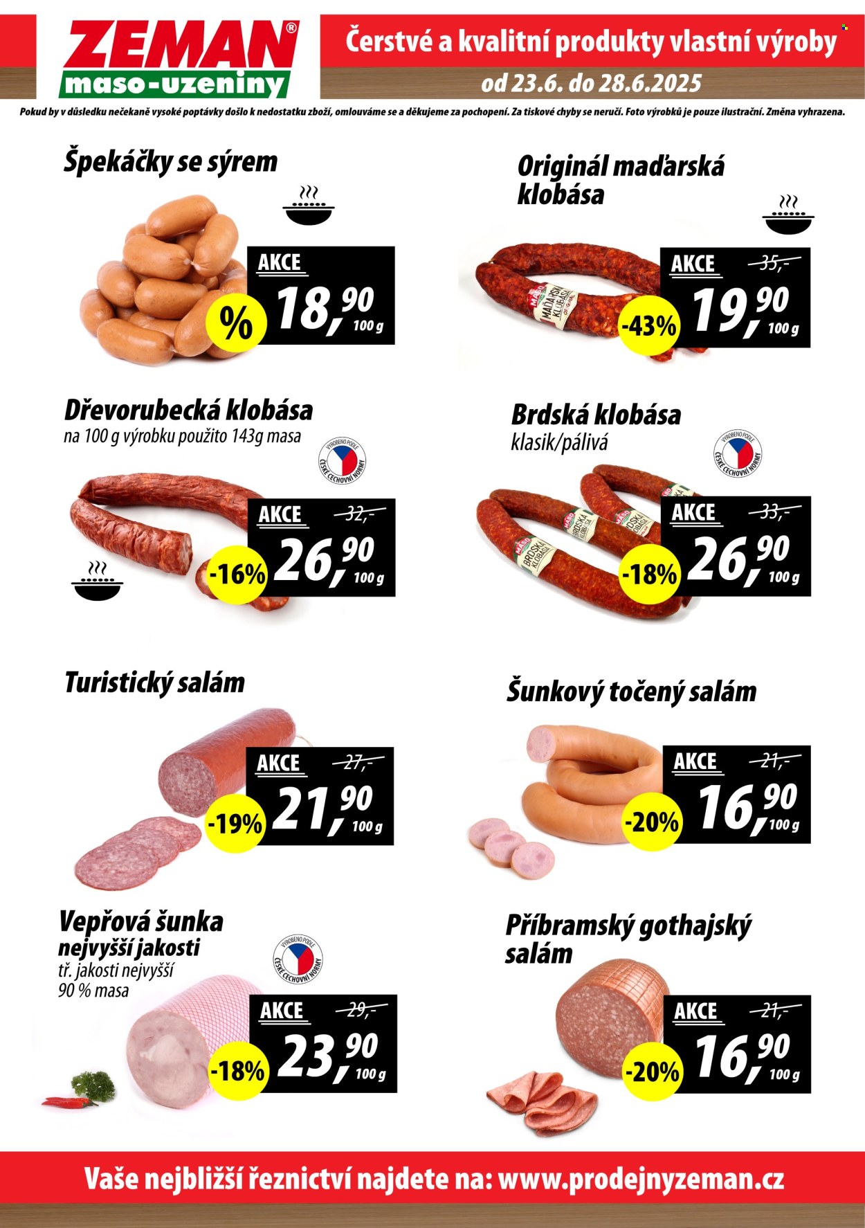 Leták ZEMAN maso-uzeniny - 23.6.2025 - 28.6.2025. Strana 2