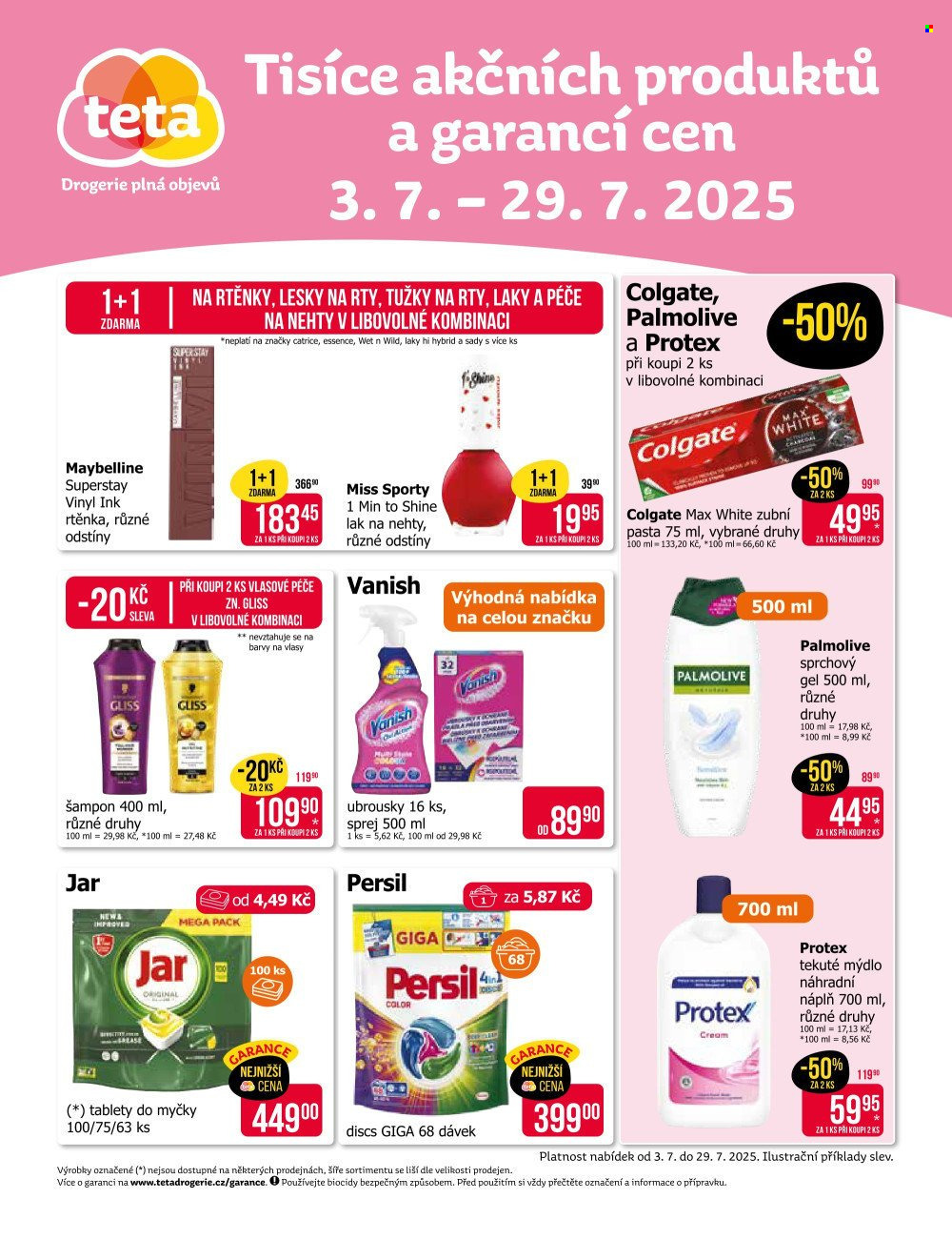 Leták Teta drogerie - 3.7.2025 - 29.7.2025. Strana 1