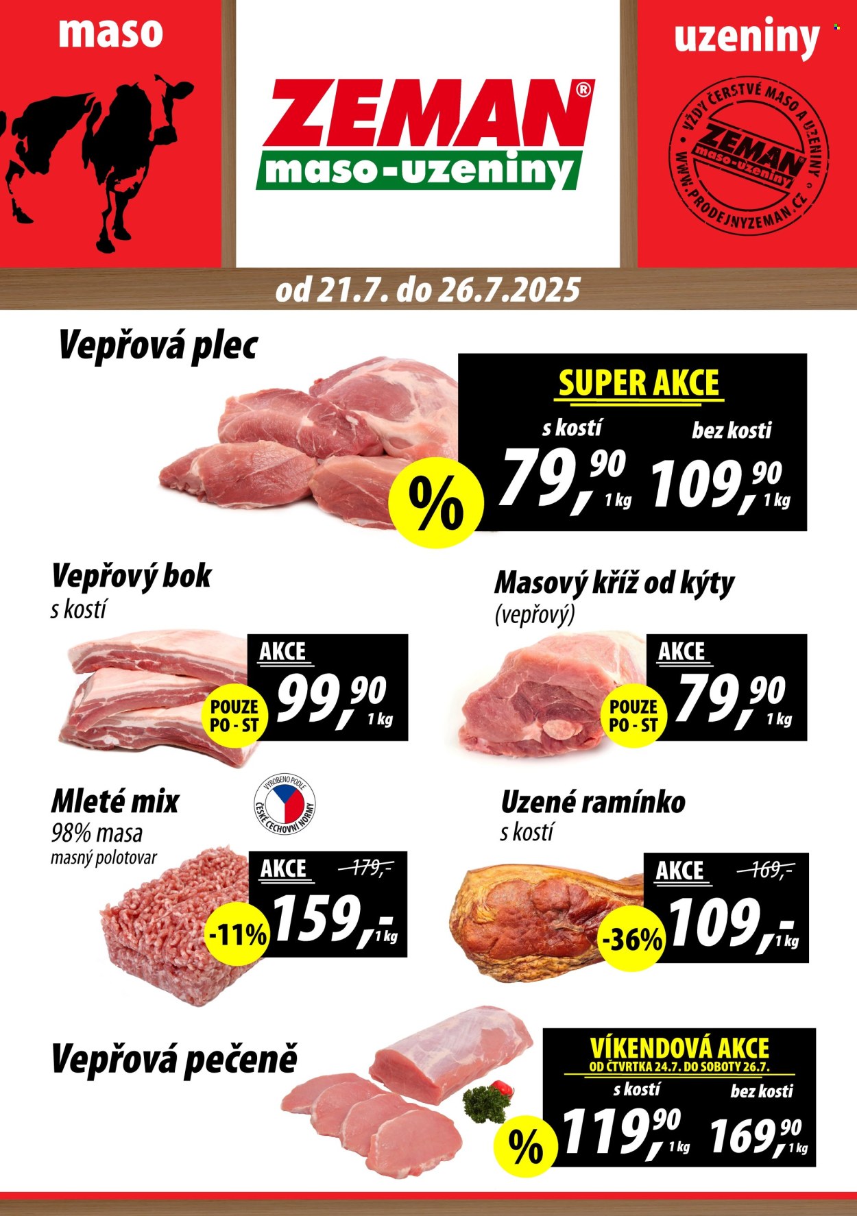 Leták ZEMAN maso-uzeniny - 21.7.2025 - 26.7.2025. Strana 1