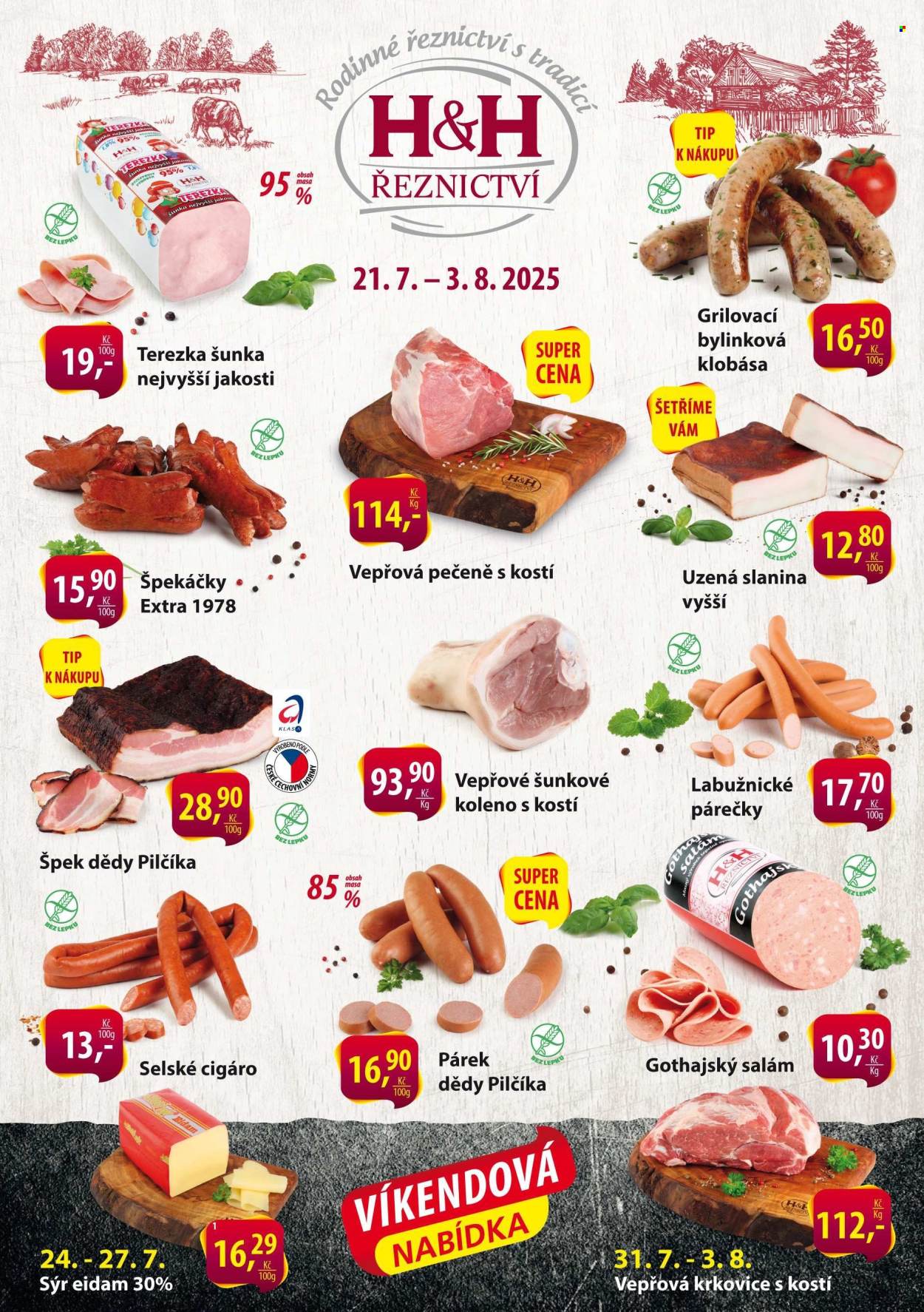 Leták Řeznictví H&H - 21.7.2025 - 3.8.2025. Strana 1