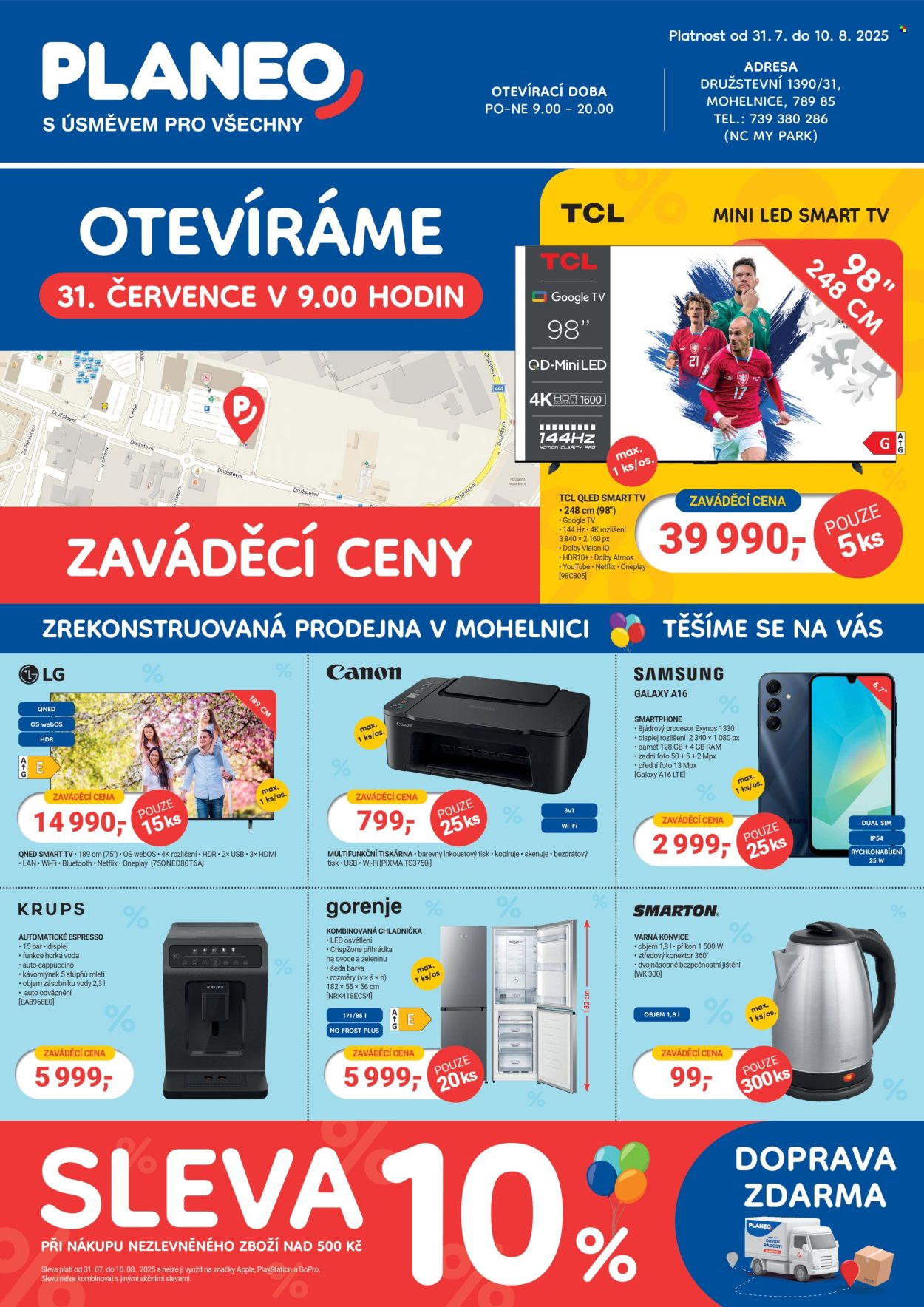 Leták PLANEO Elektro - 31.7.2025 - 10.8.2025. Strana 1