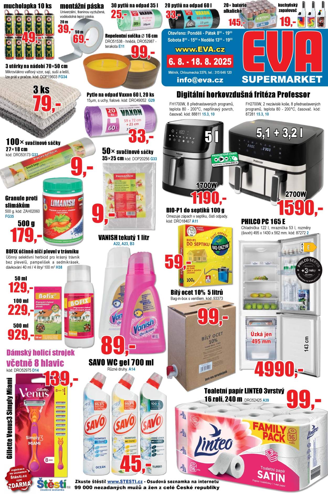 Leták EVA supermarket - 6.8.2025 - 18.8.2025. Strana 1