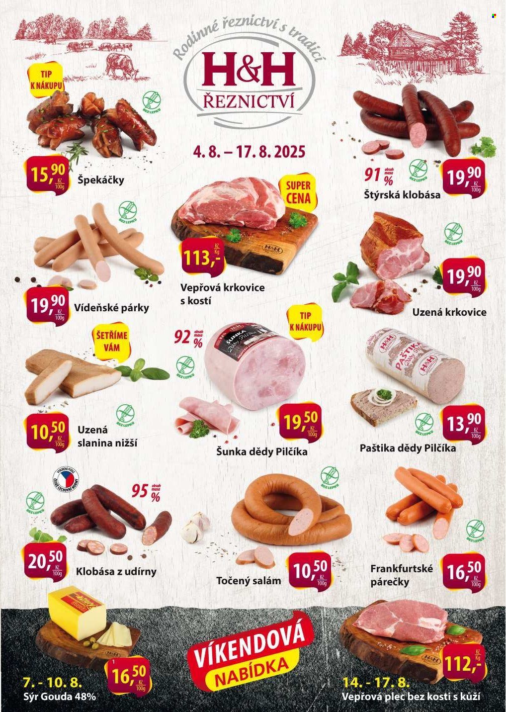 Leták Řeznictví H&H - 4.8.2025 - 17.8.2025. Strana 1
