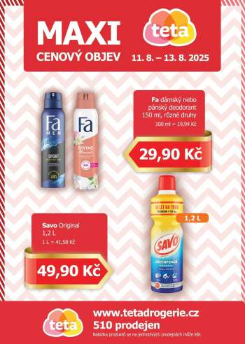 Leták Teta drogerie - 11.8.2025 - 13.8.2025.