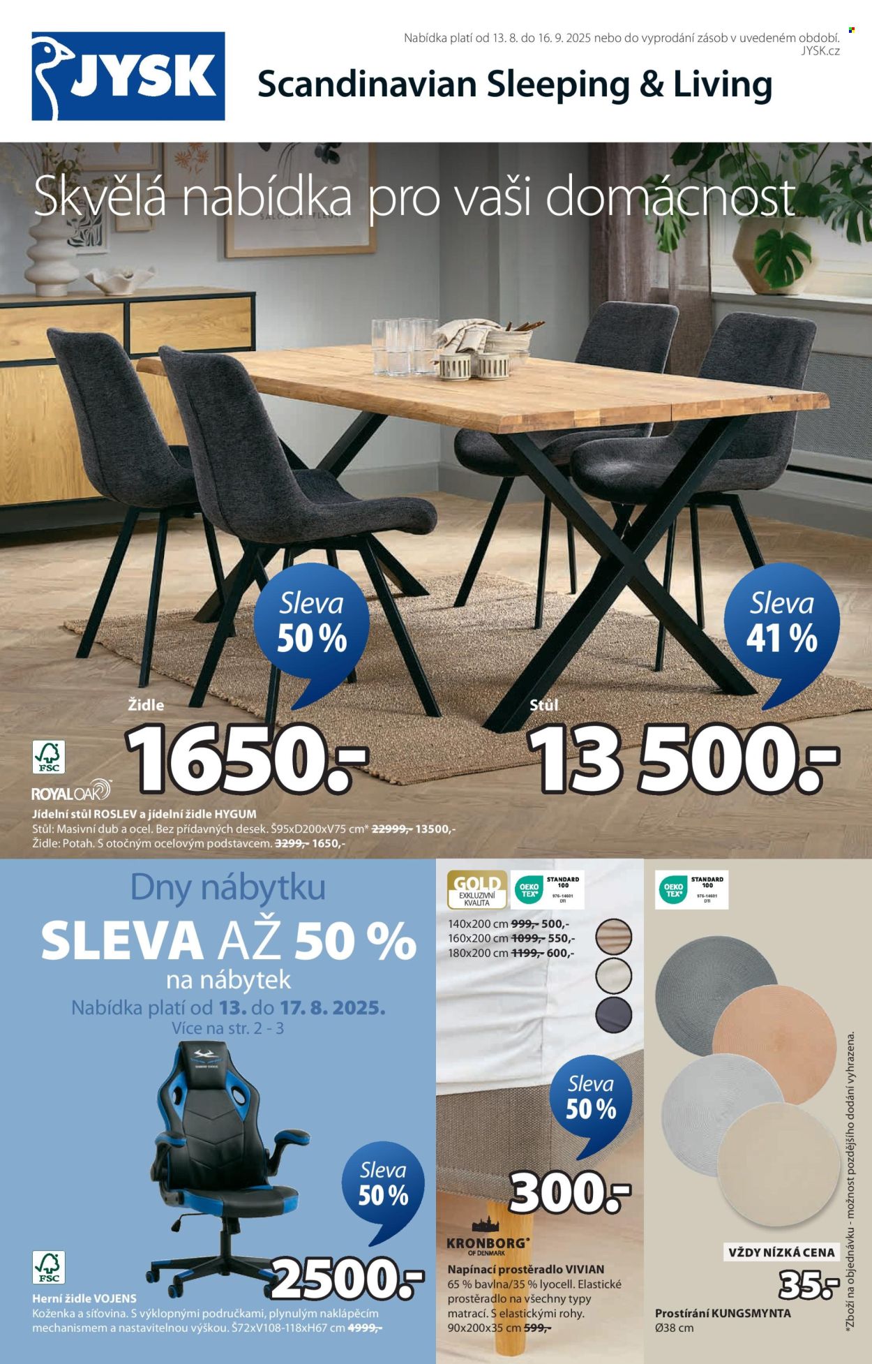 Leták JYSK - 13.8.2025 - 16.9.2025. Strana 1