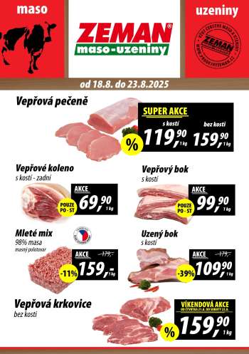 Leták ZEMAN maso-uzeniny - 18.8.2025 - 23.8.2025.