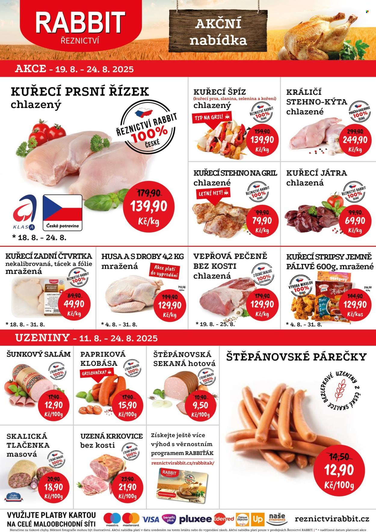 Leták RABBIT řeznictví - 19.8.2025 - 24.8.2025. Strana 1