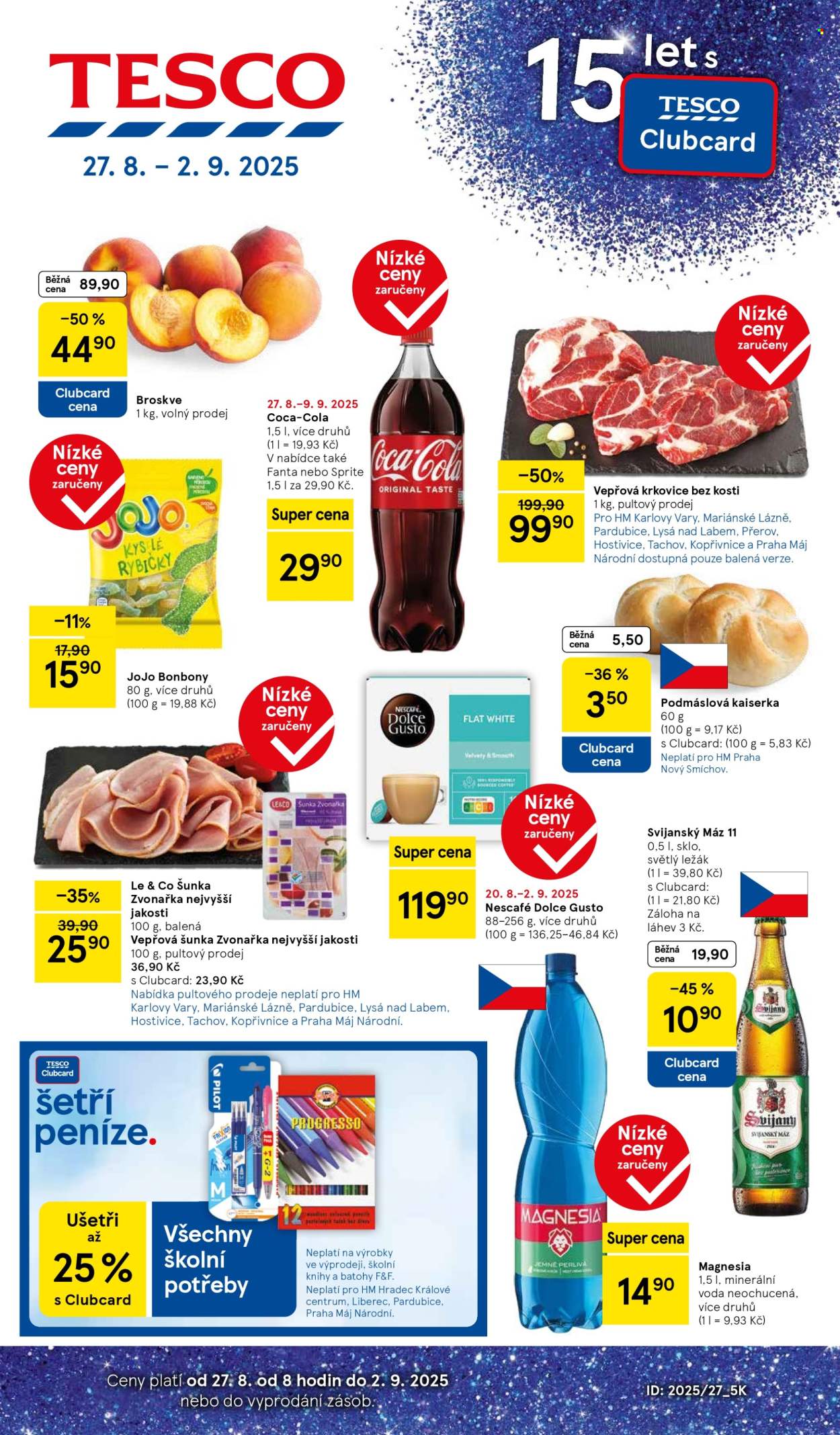 Leták TESCO - 27.8.2025 - 2.9.2025. Strana 1