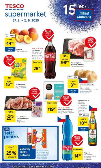 Leták TESCO supermarket - 27.8.2025 - 2.9.2025.