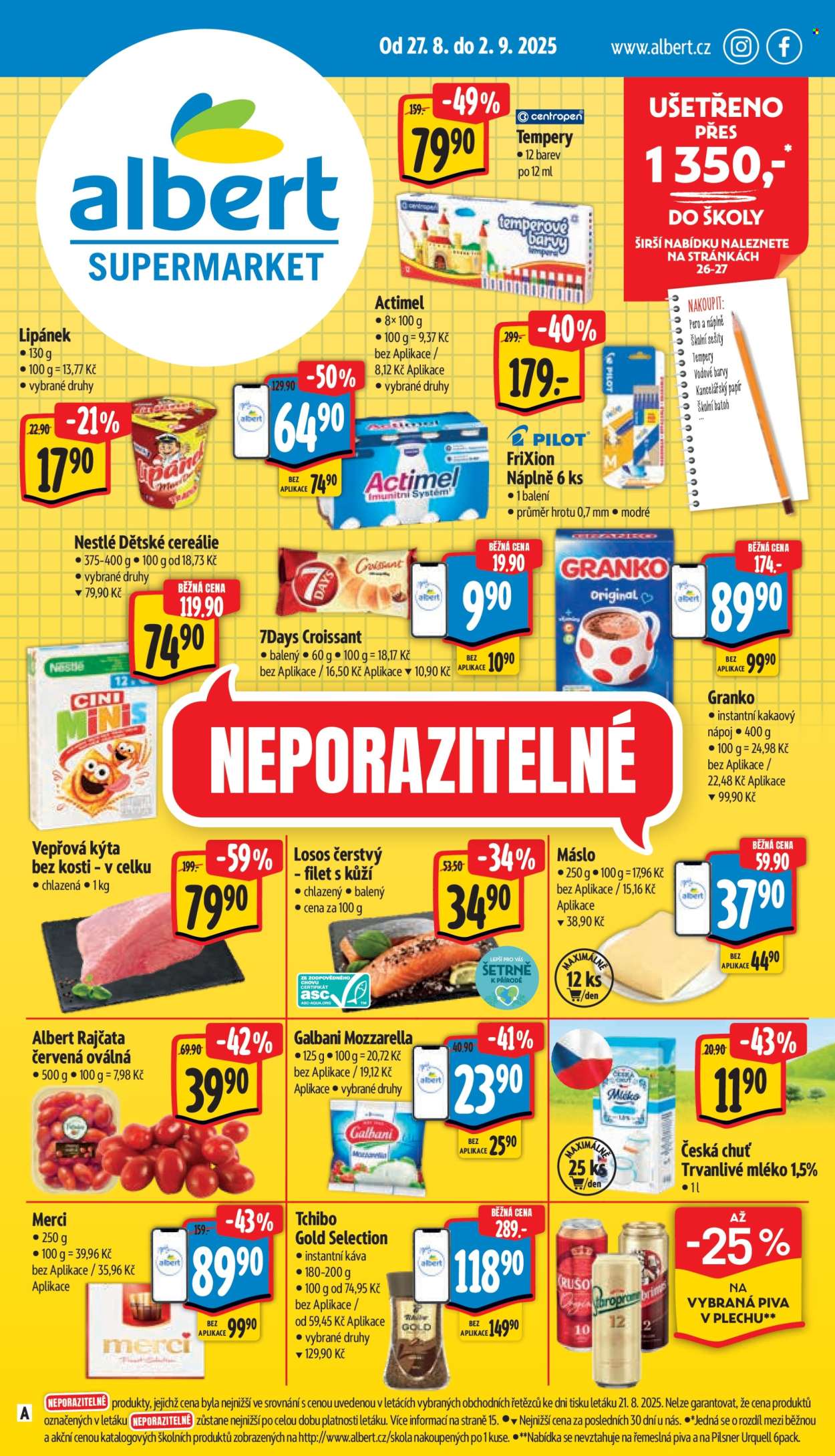 Leták Albert Supermarket - 27.8.2025 - 2.9.2025. Strana 1