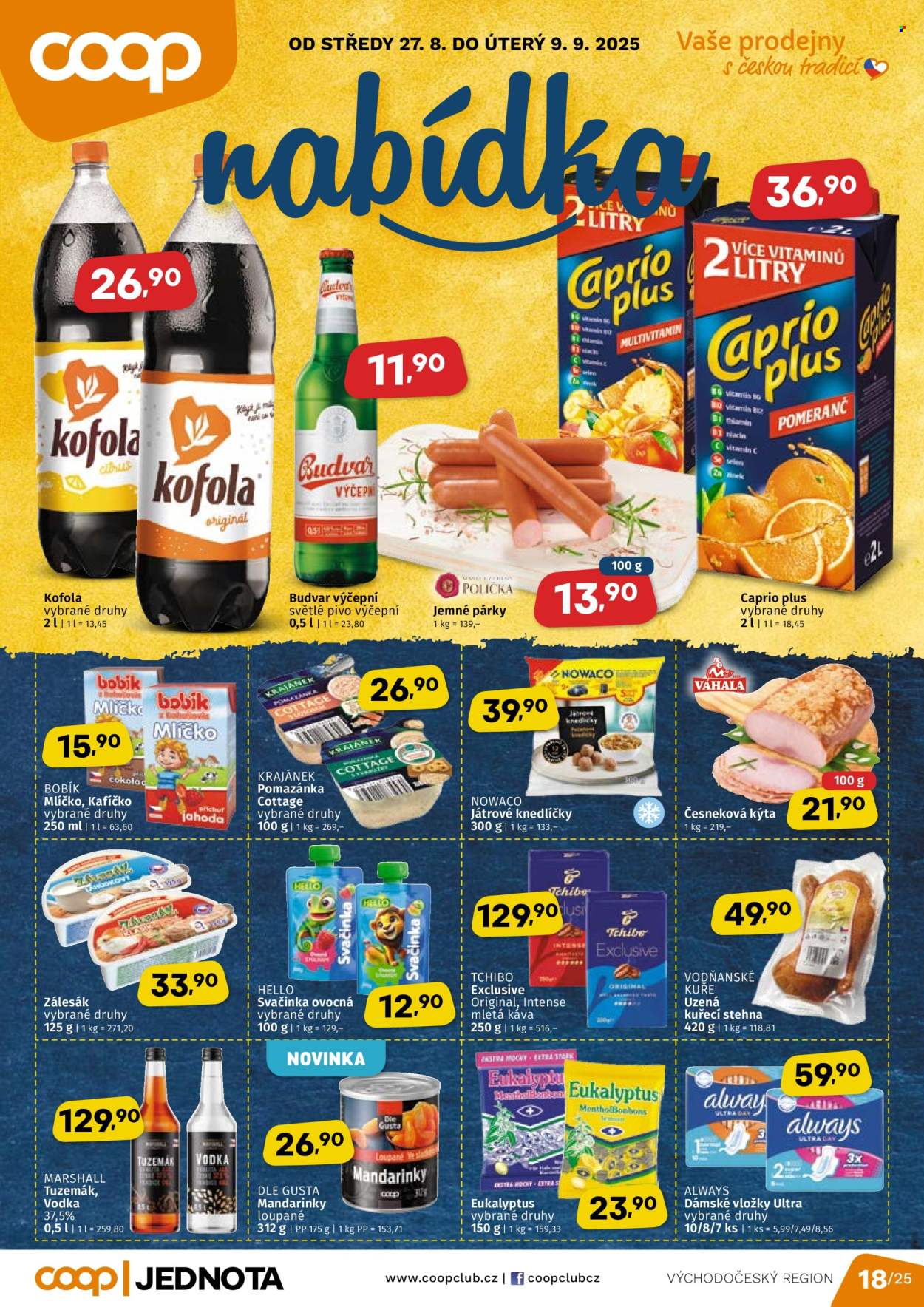 Leták coop JEDNOTA - 27.8.2025 - 9.9.2025. Strana 1