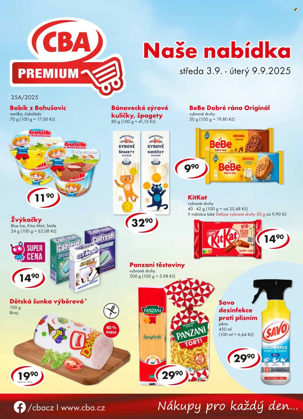 Leták CBA Premium - 3.9.2025 - 9.9.2025. Strana 1